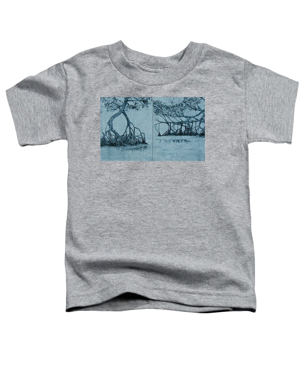 Blue Toddler T-Shirt featuring the painting Mangroves by Leah Tomaino