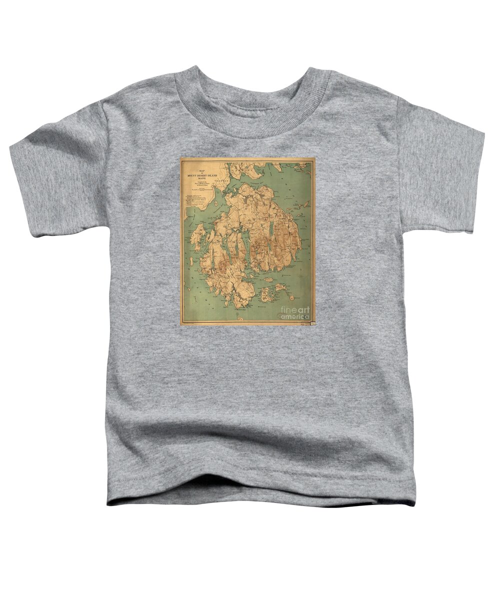 Map Of Mount Desert Island Toddler T-Shirt featuring the painting Map of Mount Desert Island by MotionAge Designs