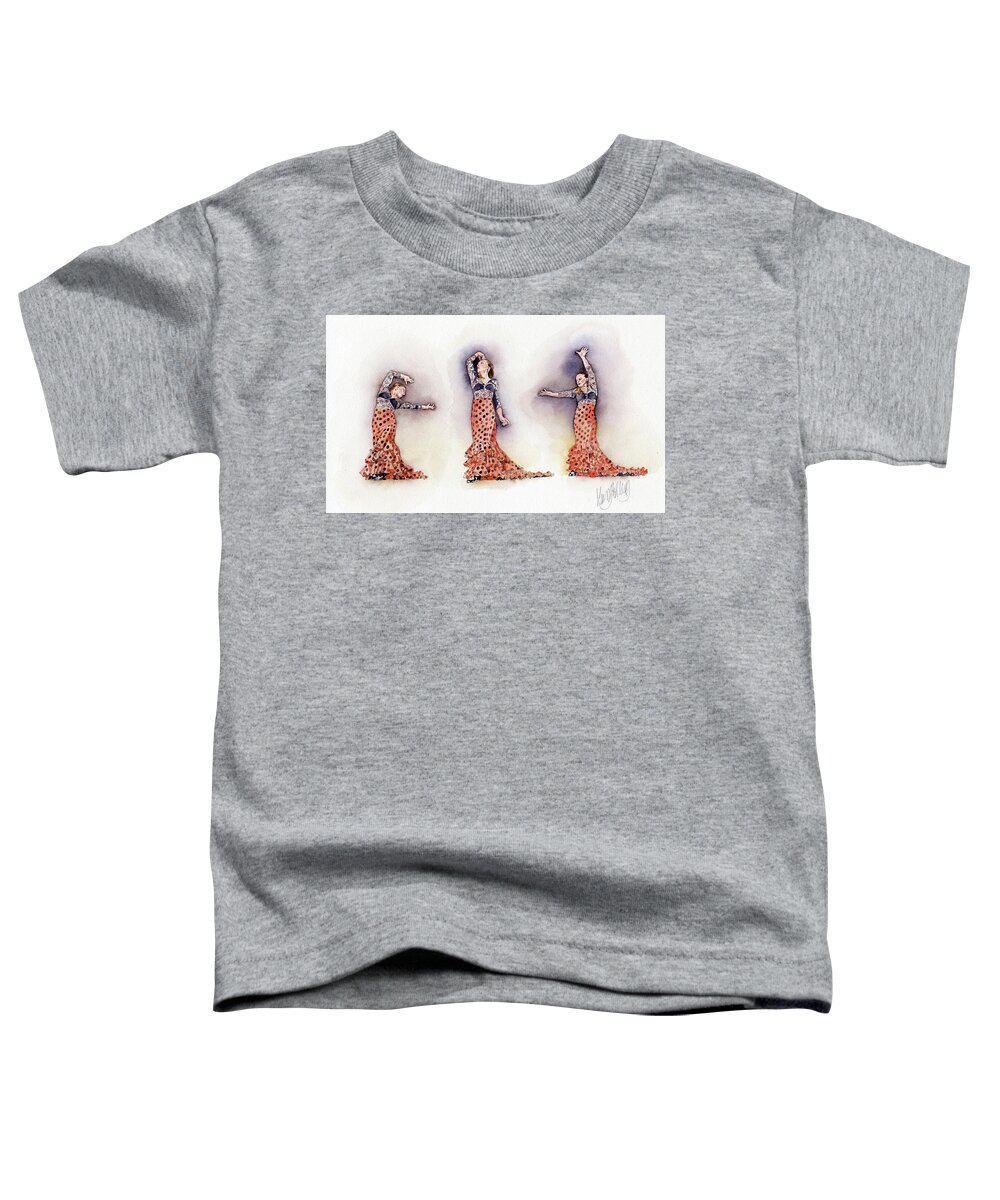 Dance Toddler T-Shirt featuring the painting Mayte Red and Black by Margaret Merry