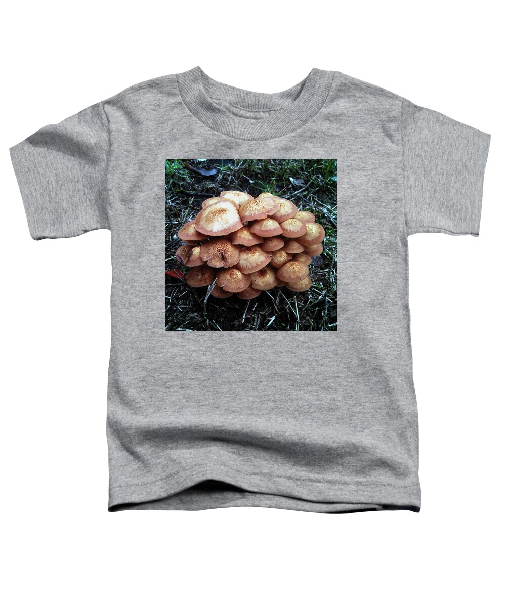 Mushroom Toddler T-Shirt featuring the photograph Meeting in the Community Shroom by Vincent Green