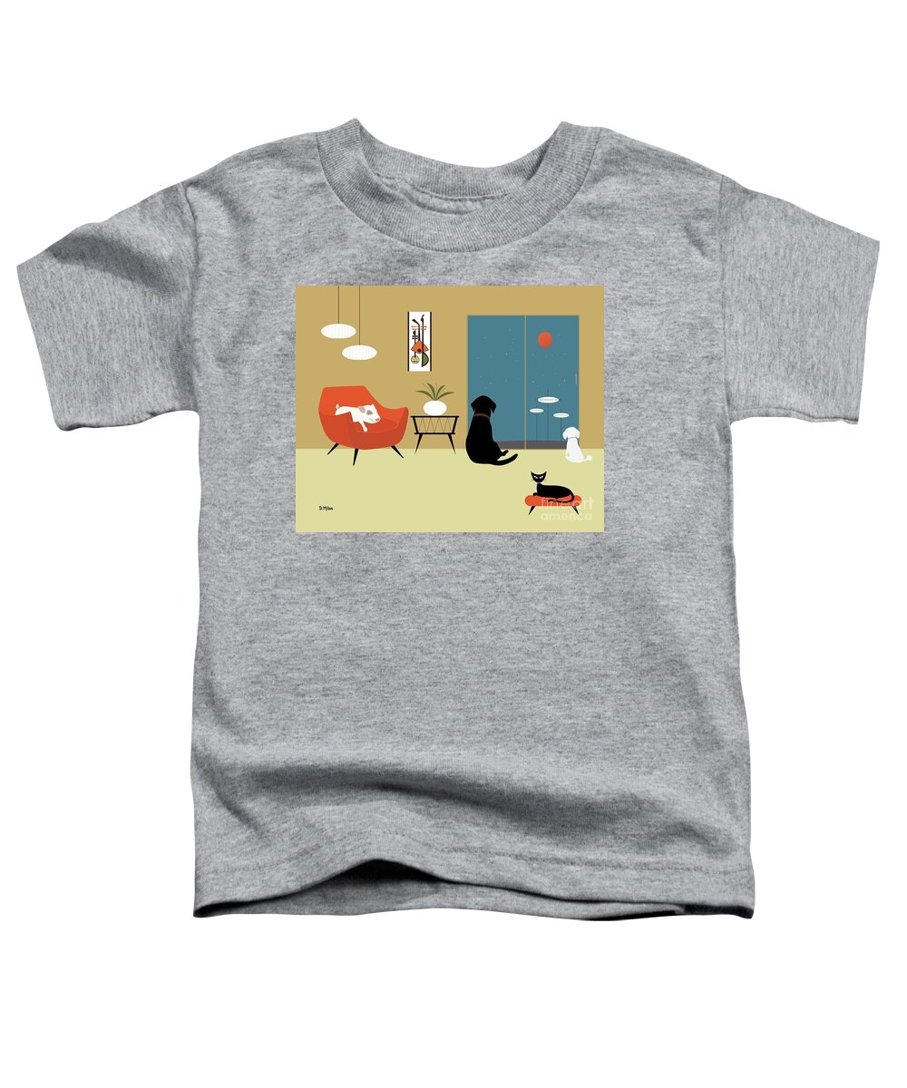 Mid Century Modern Toddler T-Shirt featuring the digital art Mid Century Animals by Donna Mibus