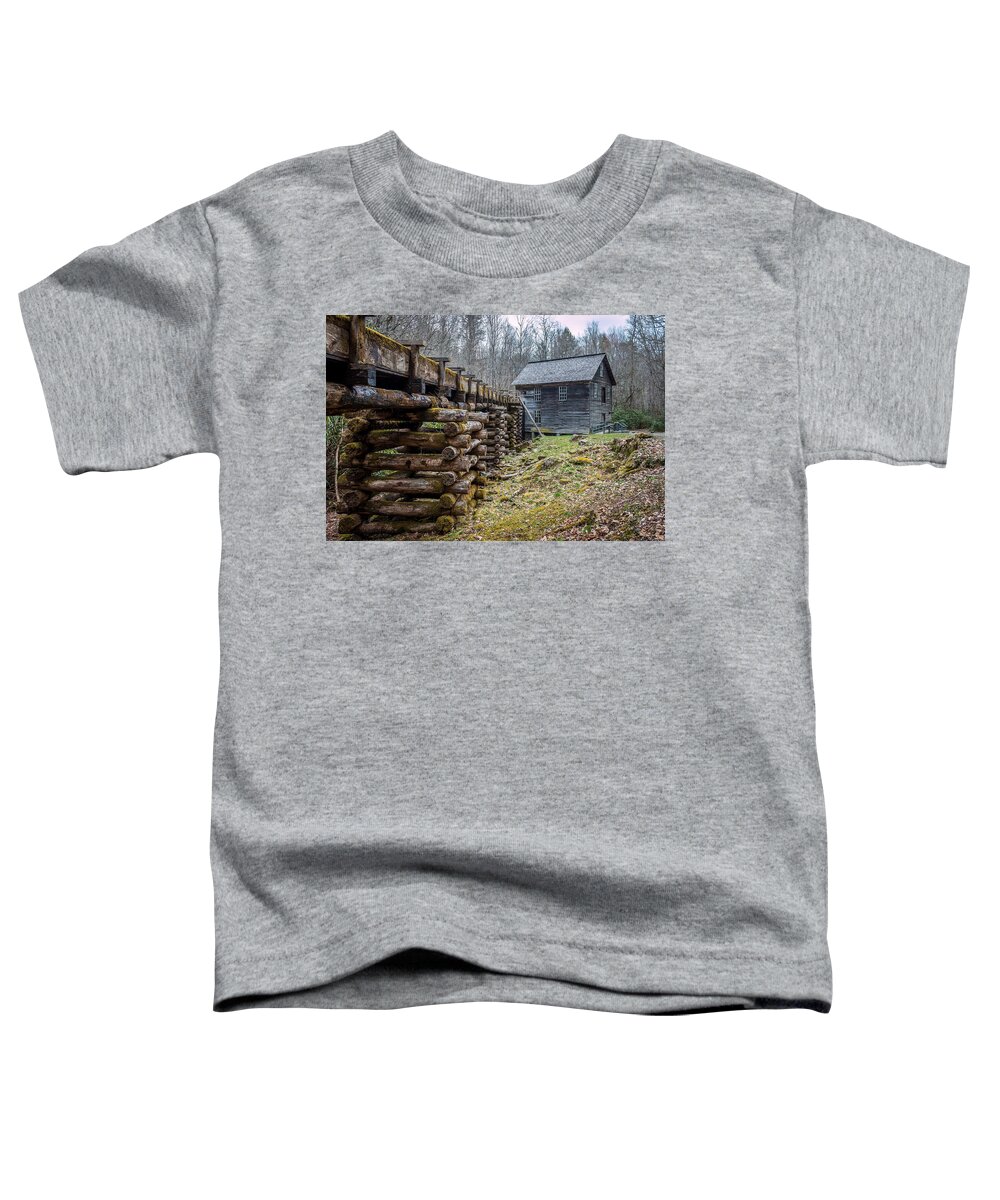 Mingus Toddler T-Shirt featuring the photograph Mingus Millrace and Mill in Late Winter by Susie Weaver