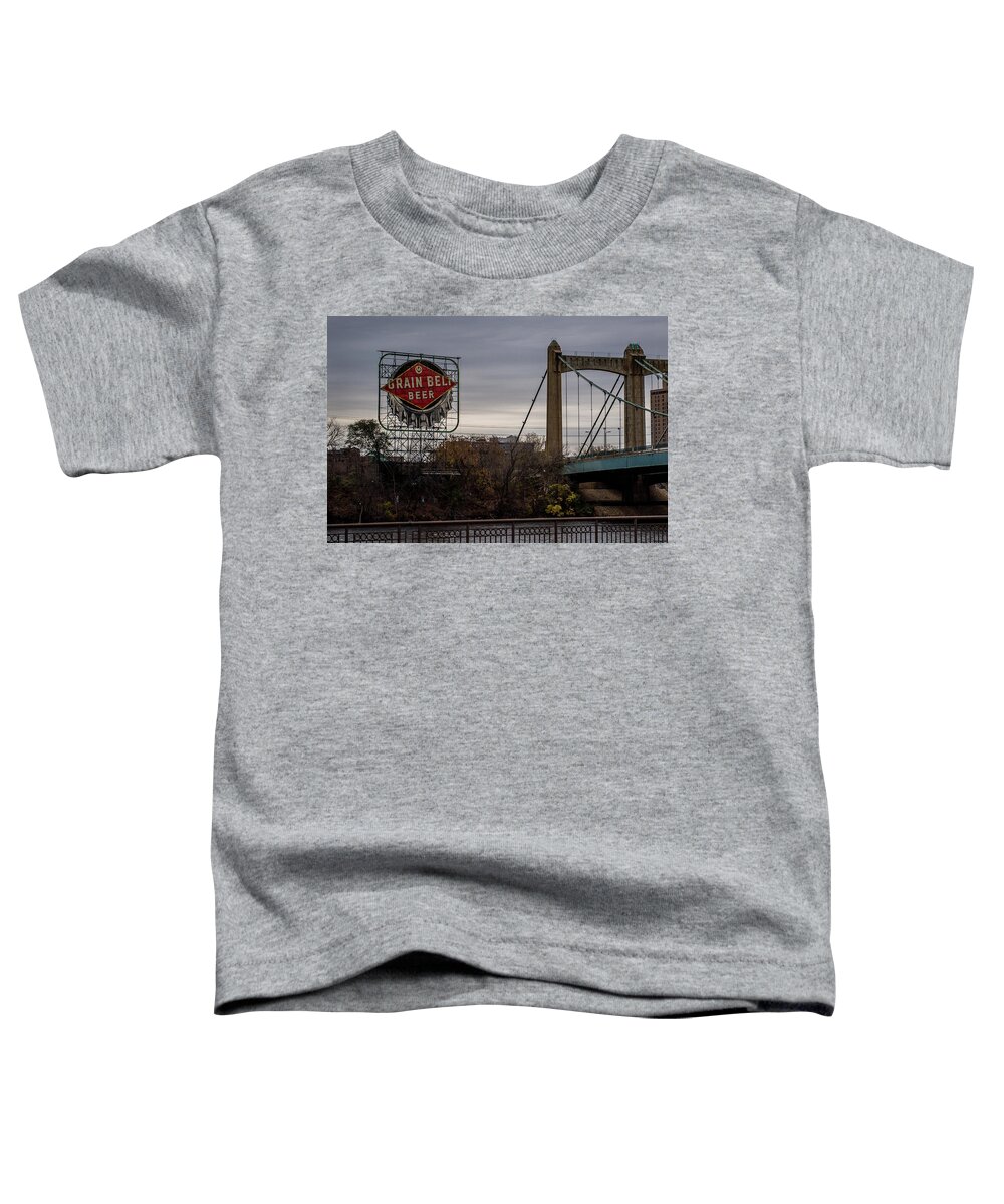 Grain Belt Beer Sign Toddler T-Shirt featuring the photograph Minneapolis Landmark by Paul Freidlund