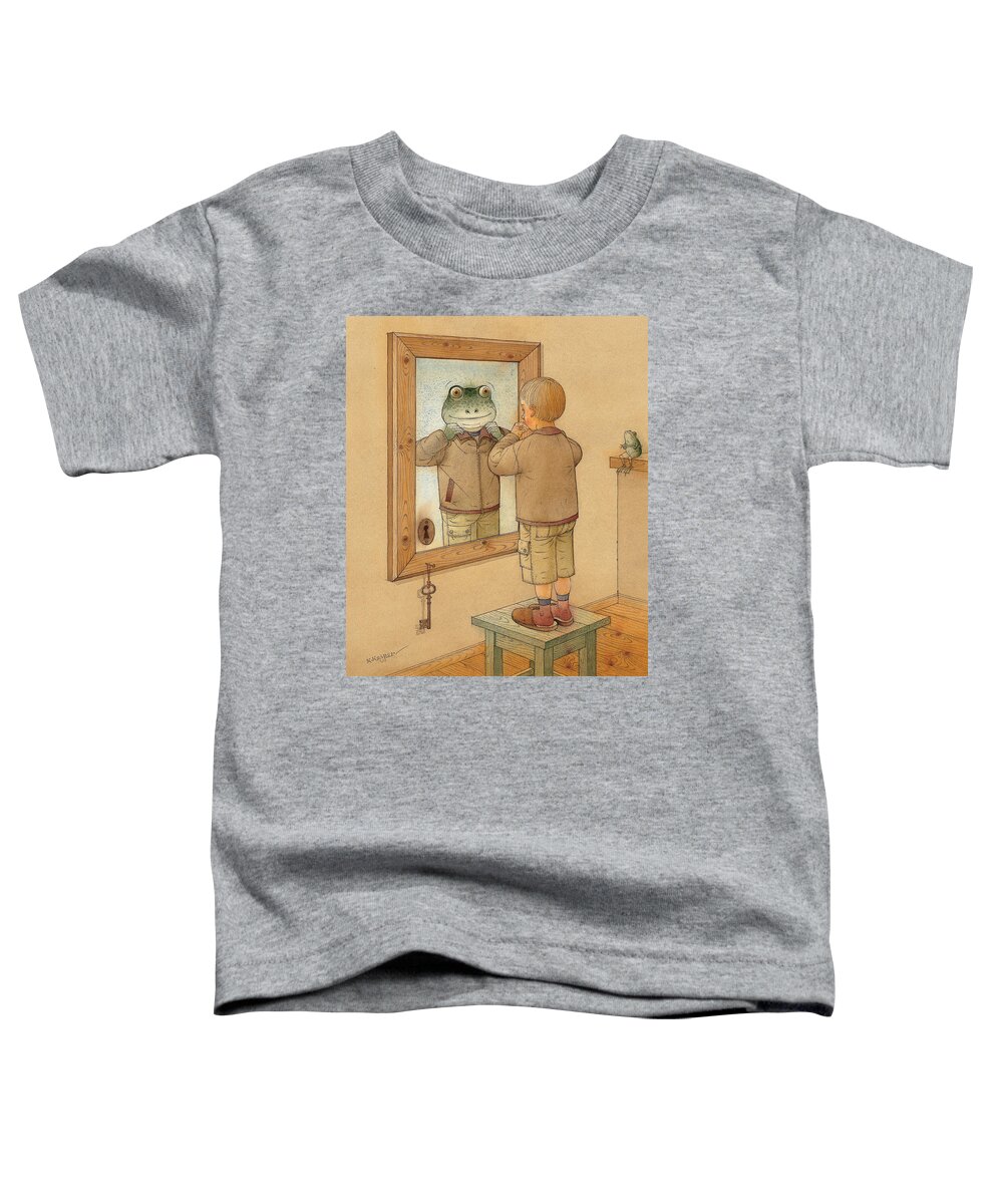 Mirror Room Flat Boy Frog Brown Toddler T-Shirt featuring the painting Mirror by Kestutis Kasparavicius