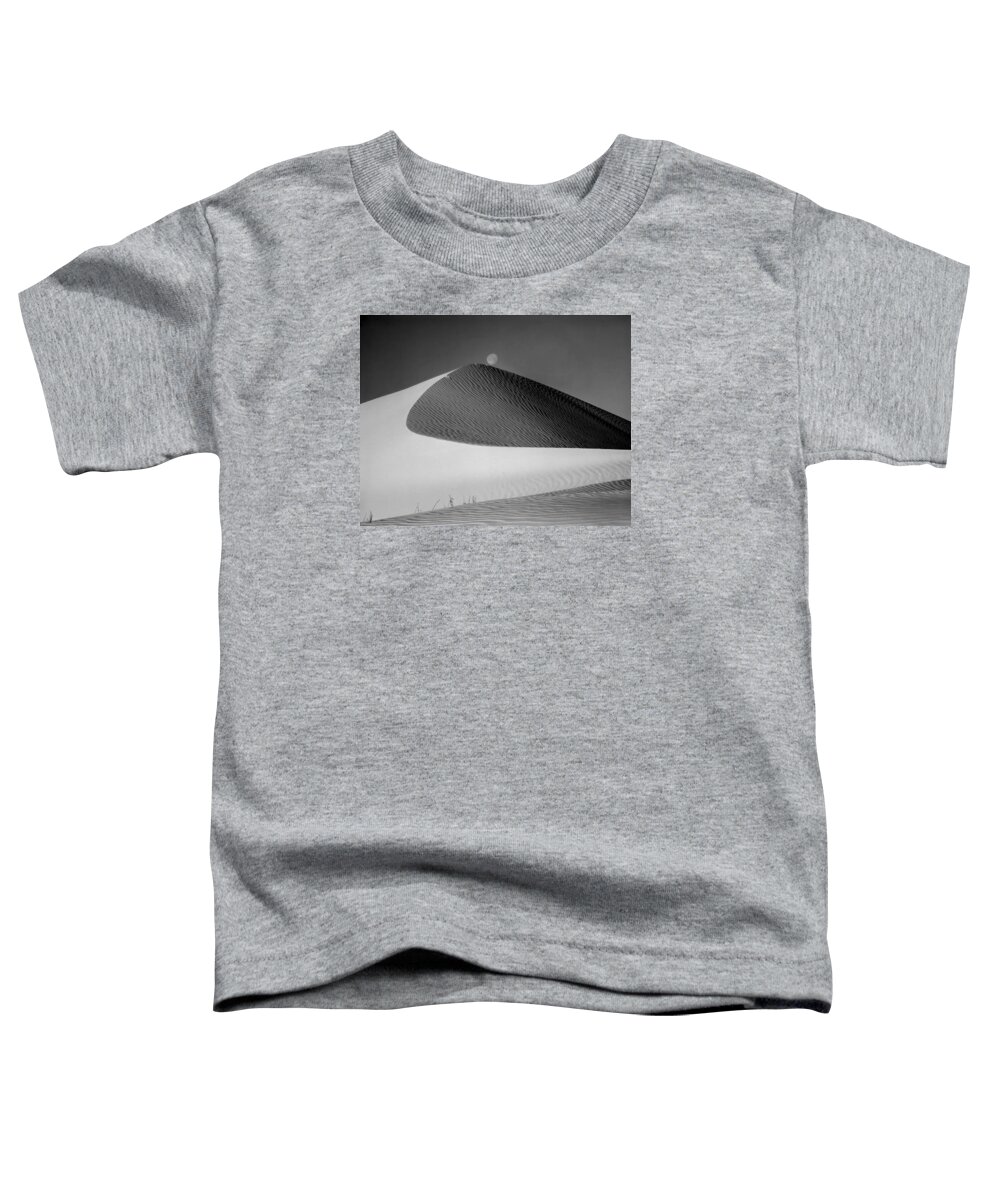 Moon Over Dune Toddler T-Shirt featuring the photograph 214804-BW-Moon over Dune by Ed Cooper Photography