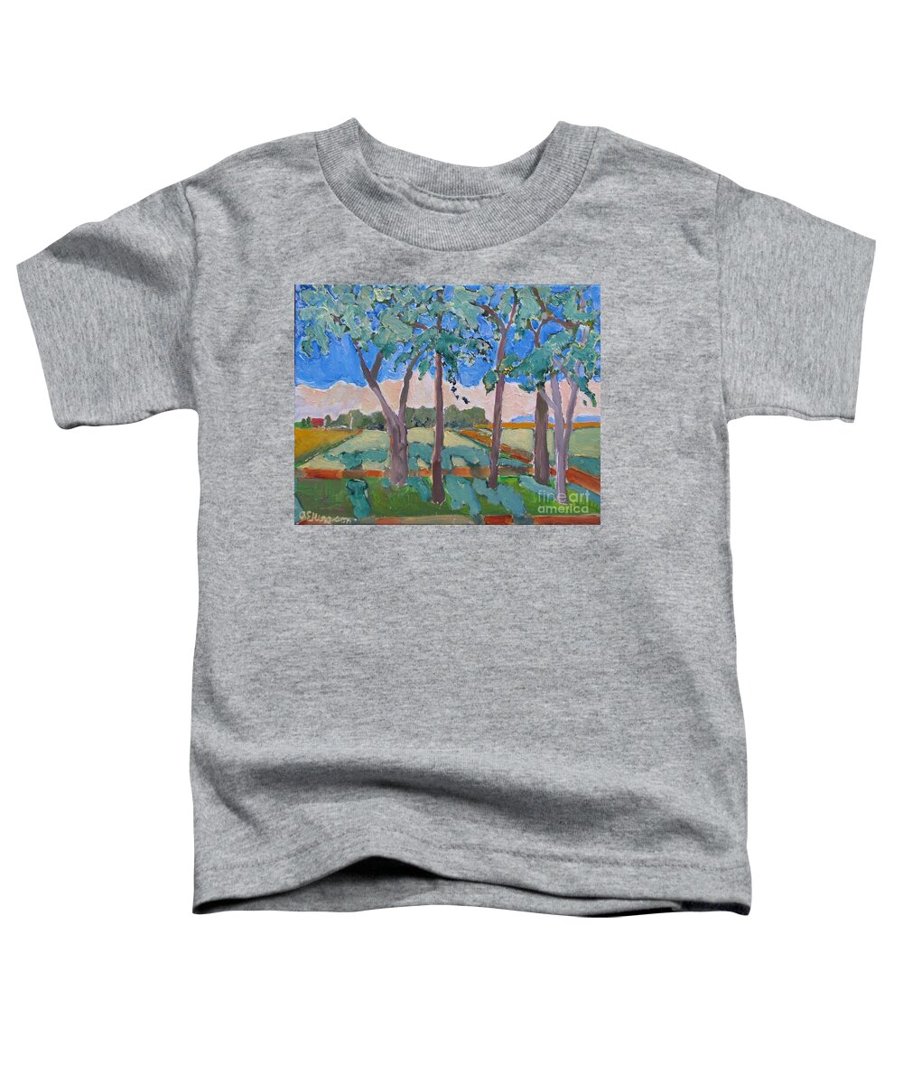 Midwest Toddler T-Shirt featuring the painting Morning Fields by Rodger Ellingson