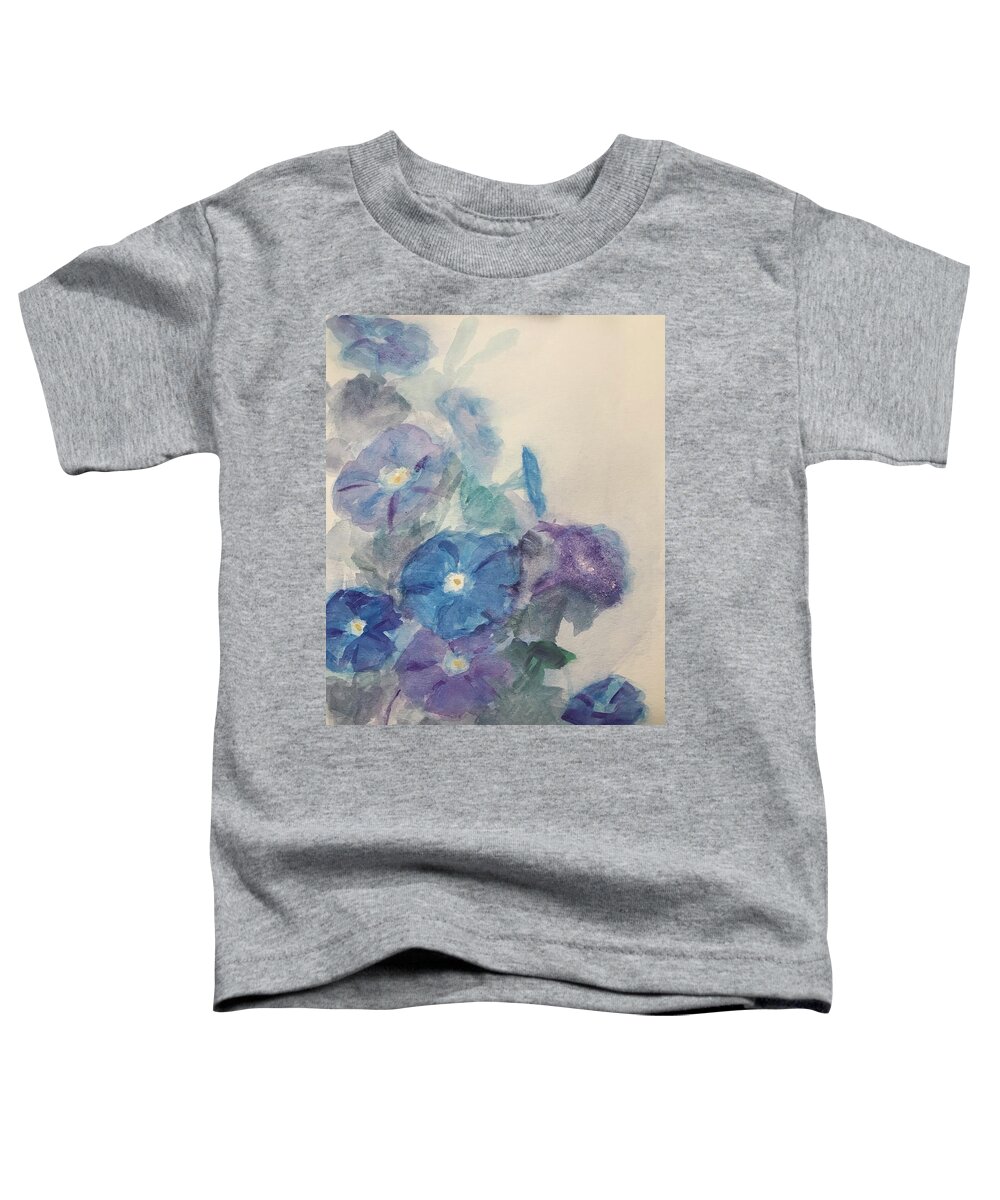 Morning Glory Toddler T-Shirt featuring the painting Morning Glories 2 by Lavender Liu