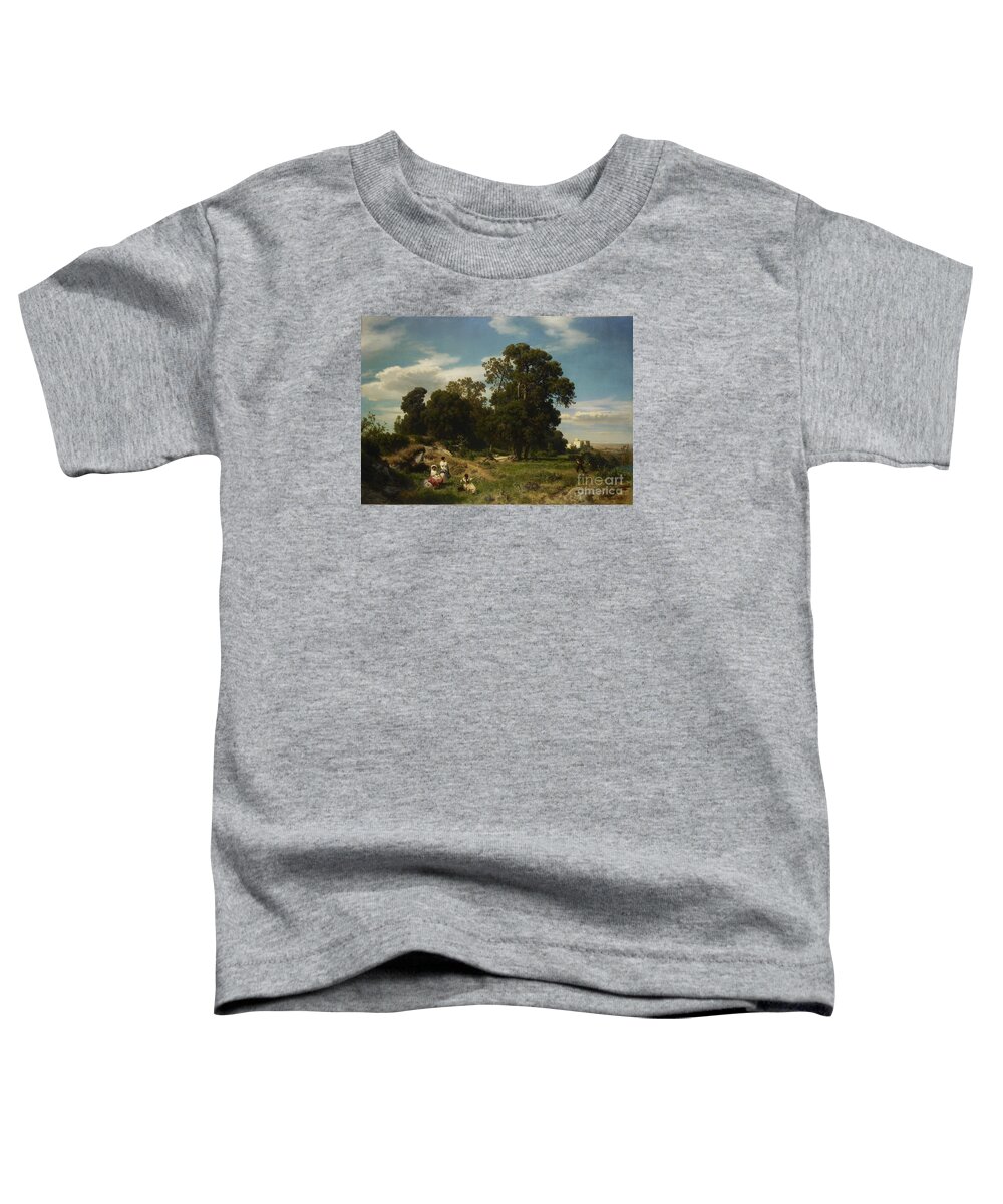 Oswald Achenbach Toddler T-Shirt featuring the painting Morning by MotionAge Designs