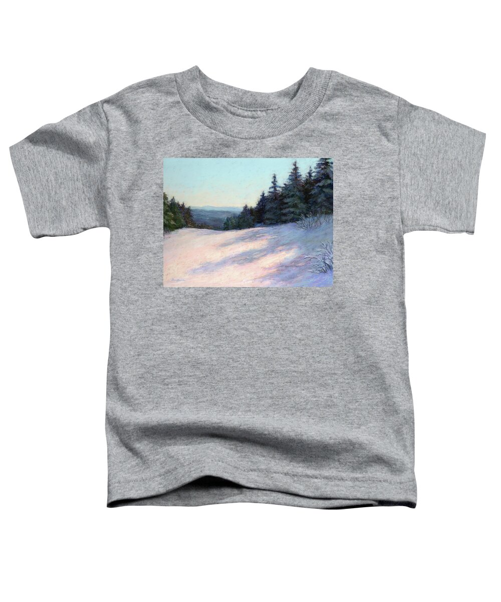 Skiing Toddler T-Shirt featuring the painting Mountain Stillness by Vikki Bouffard