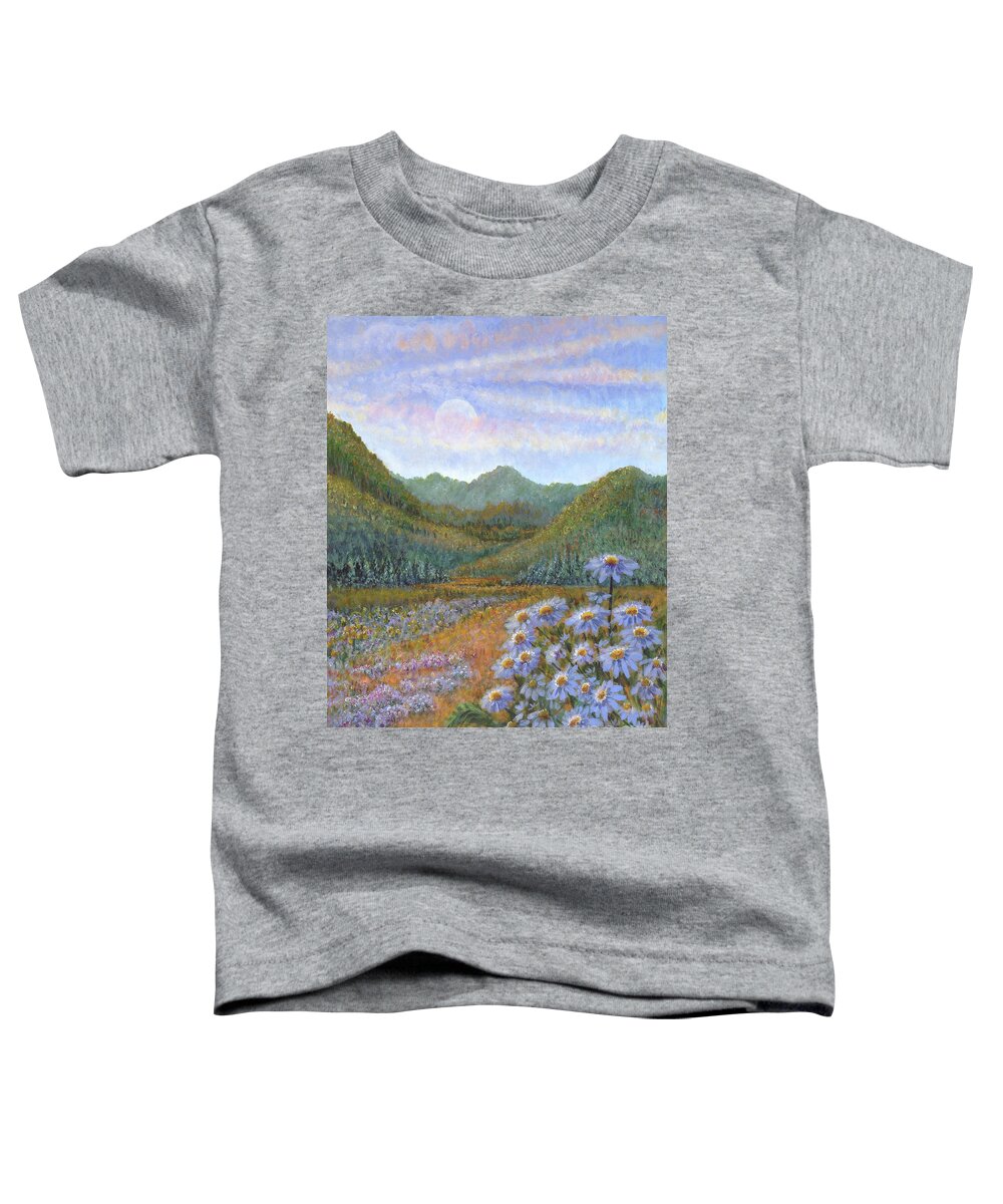 Mountains And Asters Toddler T-Shirt featuring the painting Mountains and Asters by Holly Carmichael