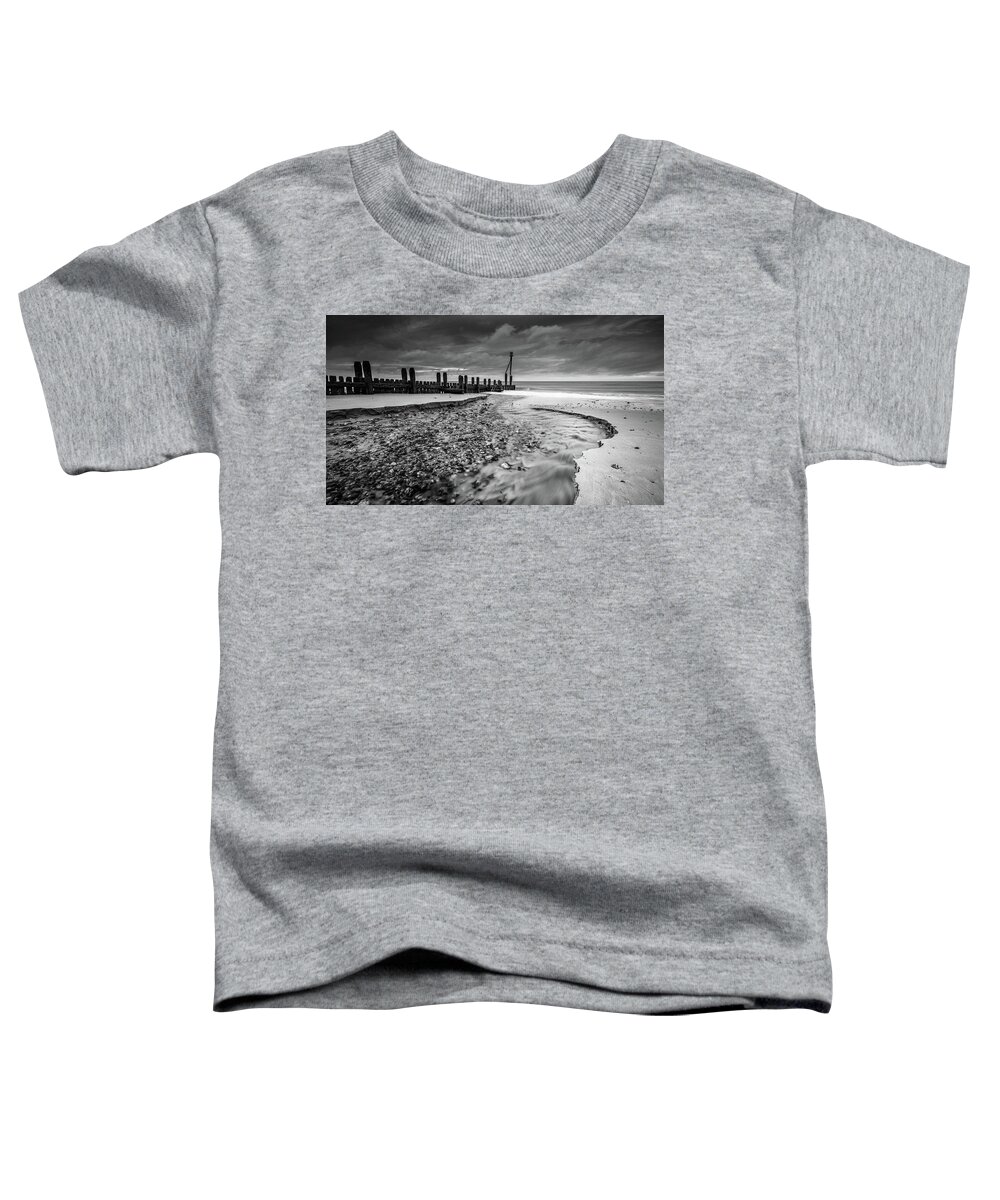 Beach Toddler T-Shirt featuring the photograph Mundesley Beach - mono by James Billings