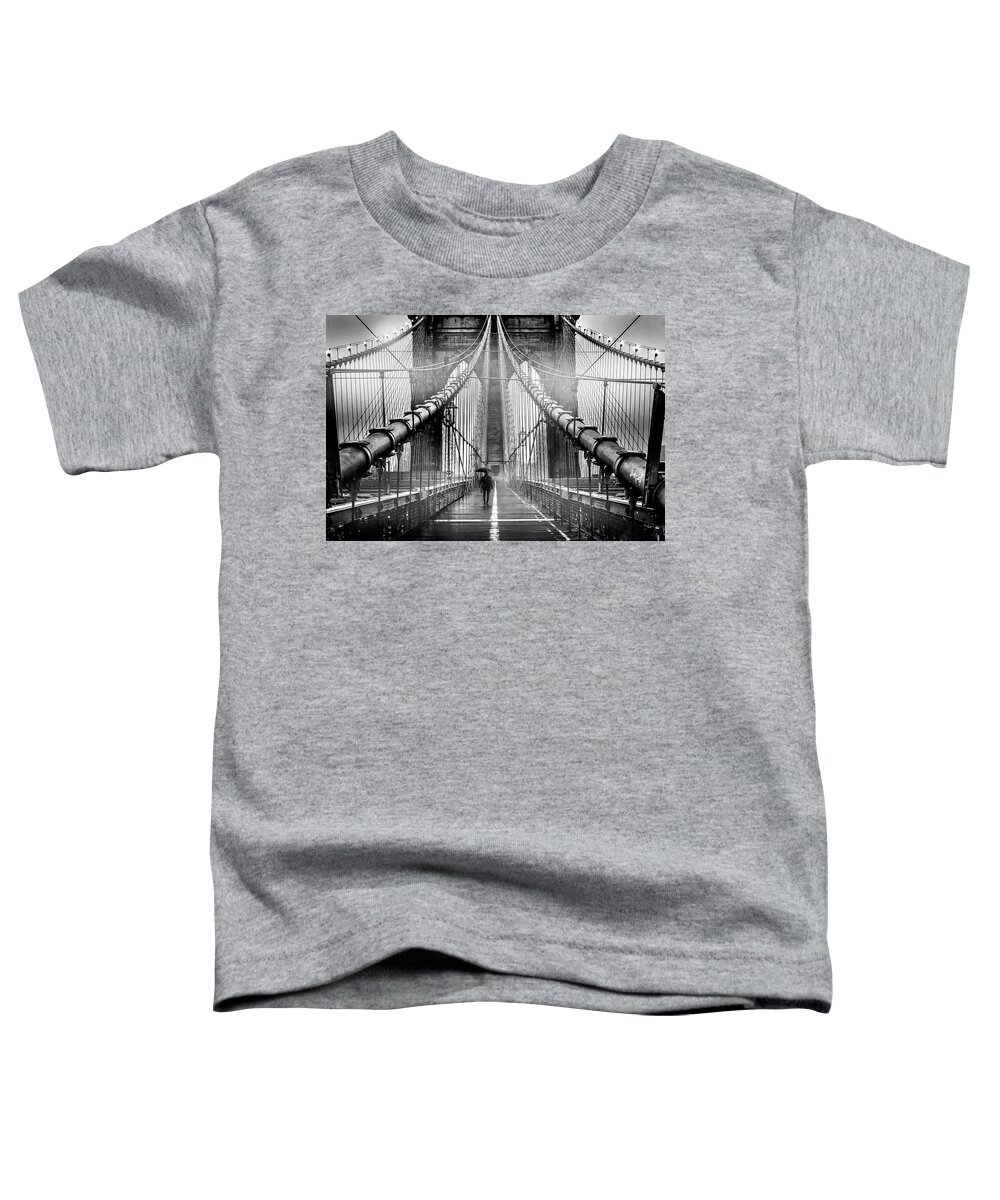 Brooklyn Bridge Toddler T-Shirt featuring the photograph Mystery Manhattan by Az Jackson