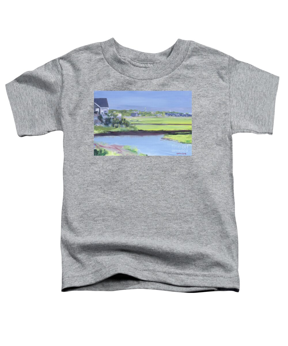 Nantucket Town View From The Creek Toddler T-Shirt featuring the painting Nantucket Town View from the Creek by Candace Lovely