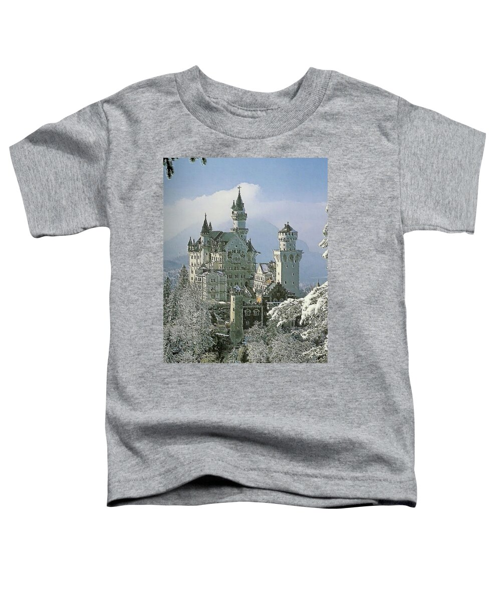 Neuschwanstein Toddler T-Shirt featuring the painting Neuschwanstein by Troy Caperton
