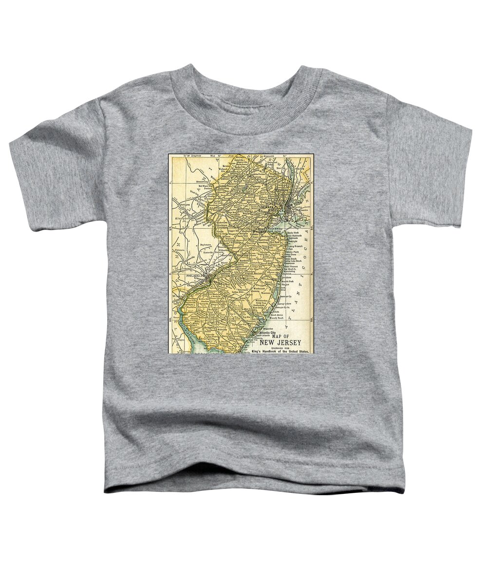 Map Toddler T-Shirt featuring the photograph New Jersey Antique Map 1891 by Phil Cardamone