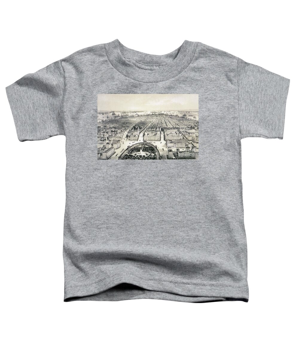 1849 Toddler T-Shirt featuring the drawing New York City, 1849. by Granger