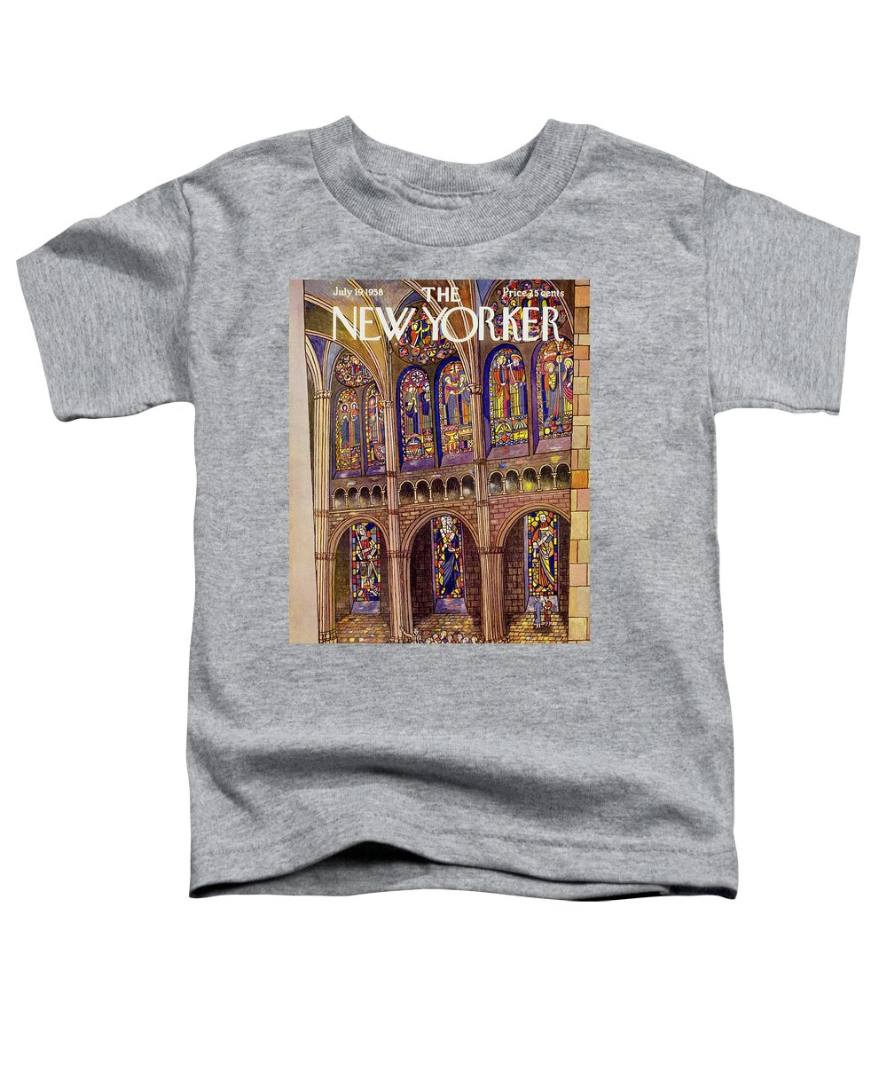 Cathedral Toddler T-Shirt featuring the painting New Yorker July 19 1958 by Ilonka Karasz