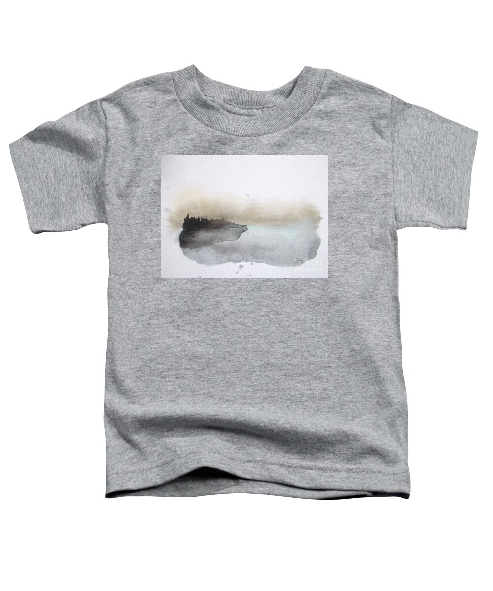 #faatoppicks Toddler T-Shirt featuring the painting Nightfall on the Lake by Vesna Antic