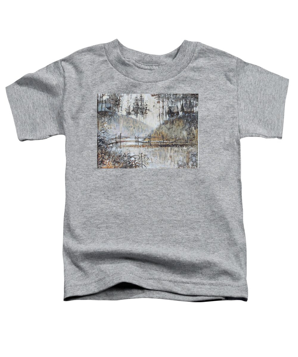 Russia Toddler T-Shirt featuring the painting Northern Village on the Hills. Russia by Ilya Kondrashov