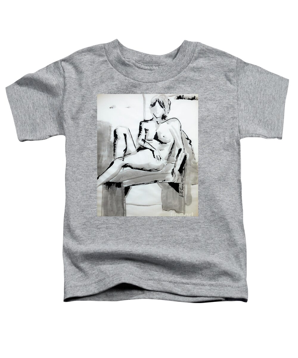 Ink Toddler T-Shirt featuring the painting Nude At Rest by Anita Thomas