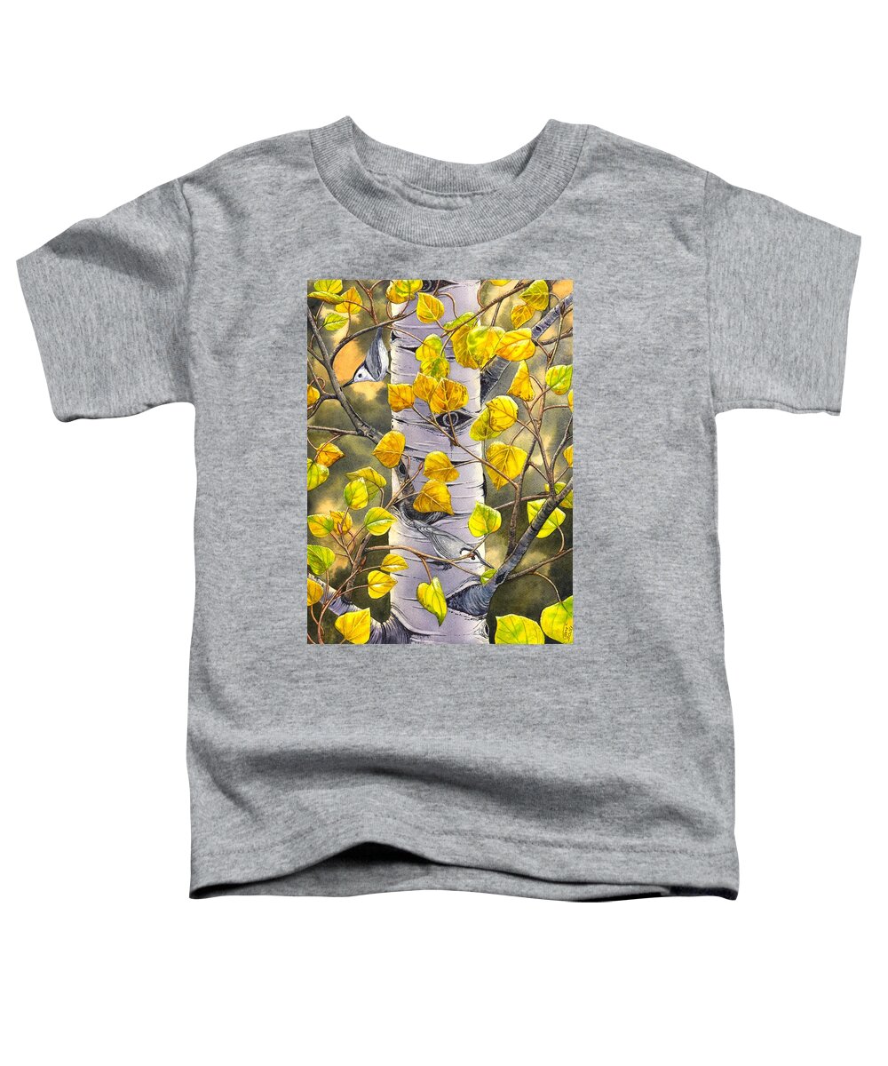 Nuthatch Toddler T-Shirt featuring the painting Nuthatches by Catherine G McElroy