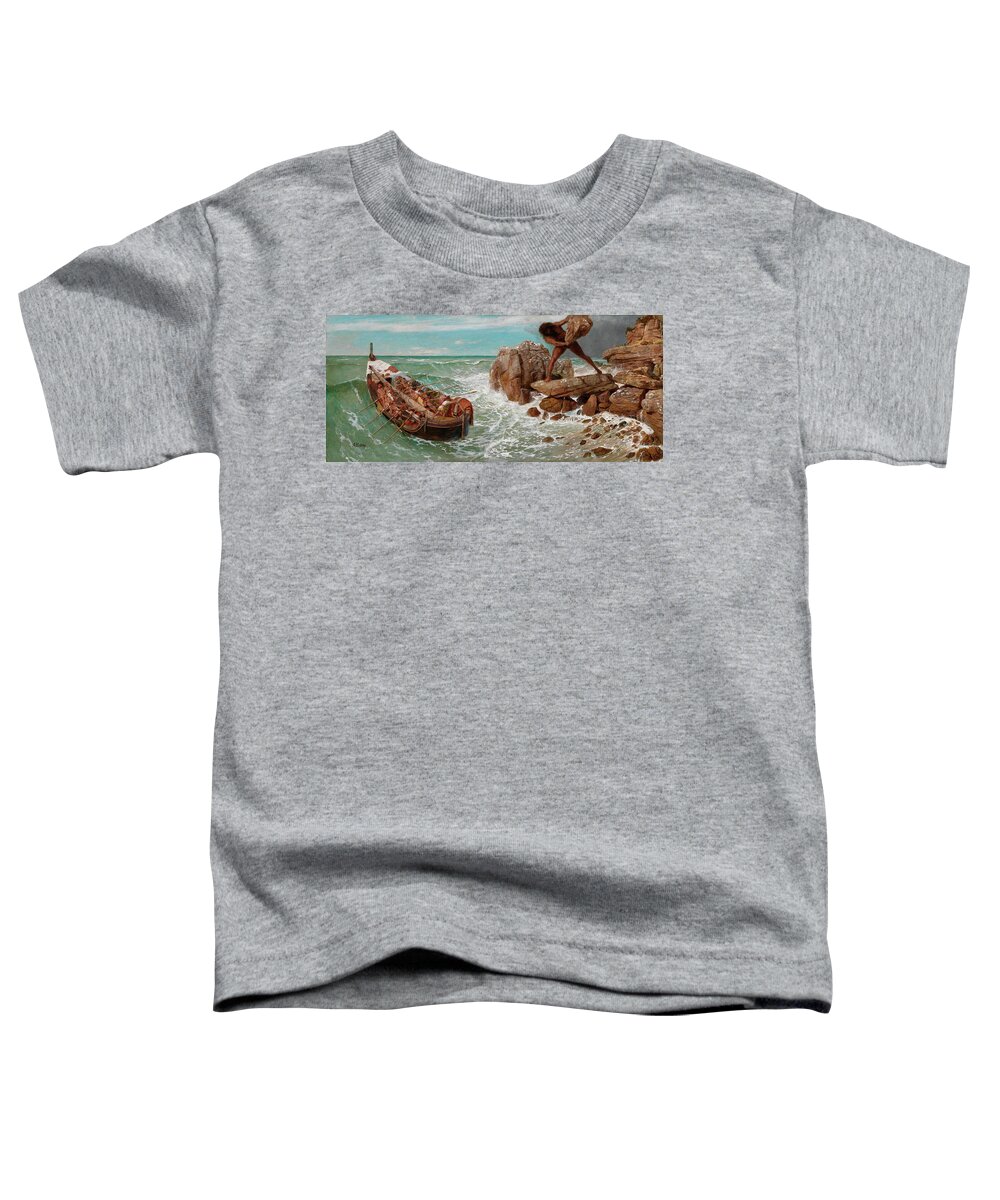  Toddler T-Shirt featuring the painting Odysseus and Polyphemus by Arnold Bocklin