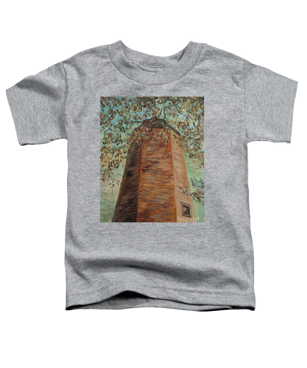 Old Baldy Toddler T-Shirt featuring the painting Old Baldy Light House in Teal by Nadine Rippelmeyer