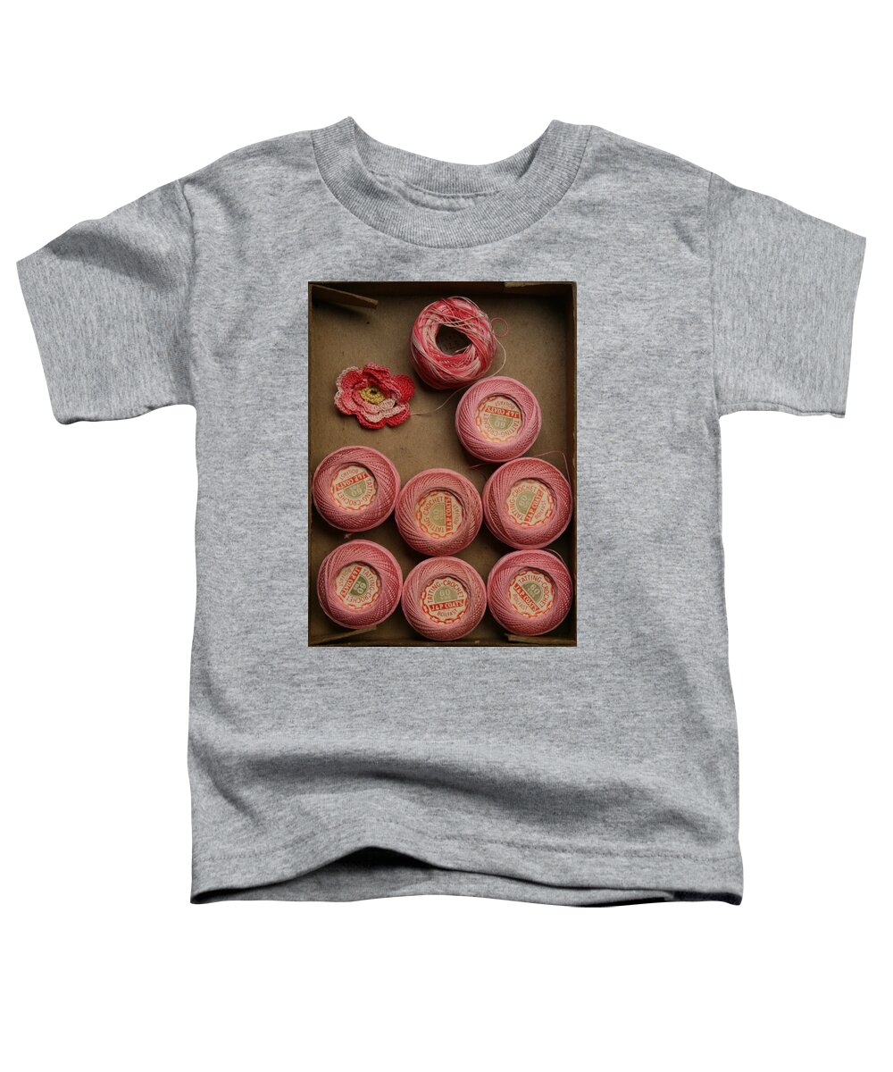 J & P Coats Toddler T-Shirt featuring the photograph Old Crochet Threads by Marna Edwards Flavell