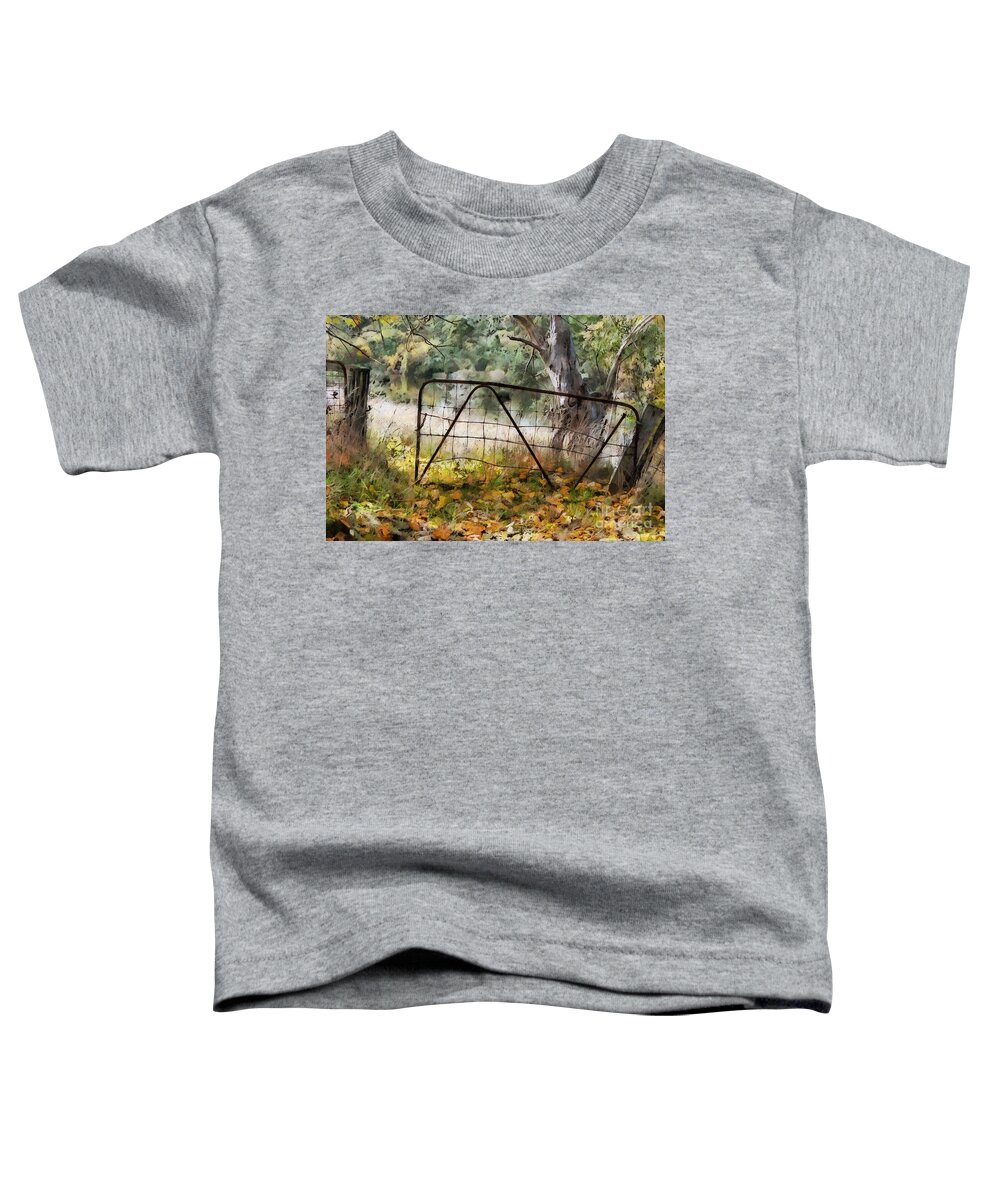 Old Gate Toddler T-Shirt featuring the digital art Old Farm Gate by Fran Woods