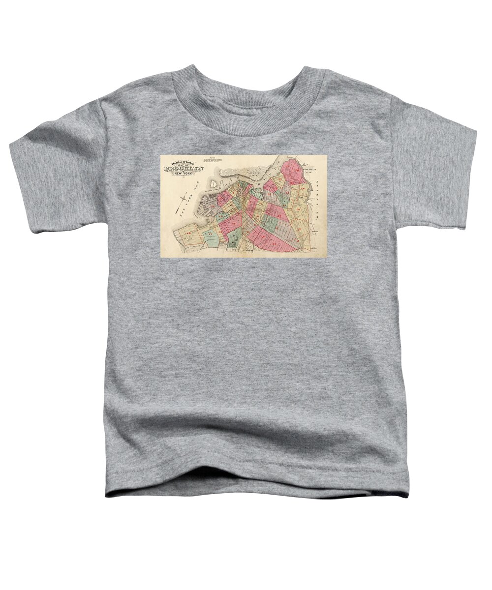 America Toddler T-Shirt featuring the drawing Old map of Brooklyn by Roy Pedersen