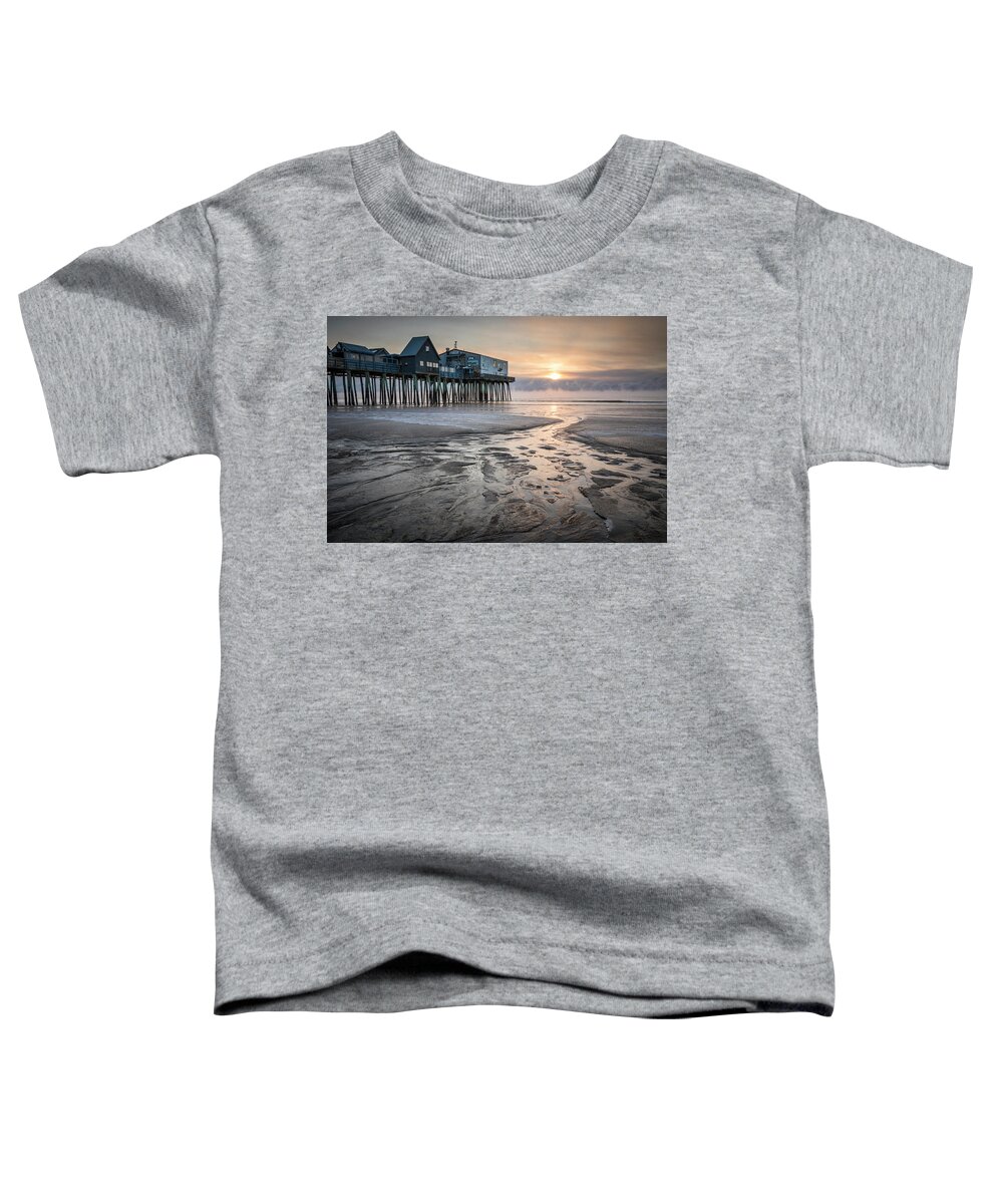 Maine Toddler T-Shirt featuring the photograph Old Orchard Beach Sea Smoke Sunrise by Colin Chase