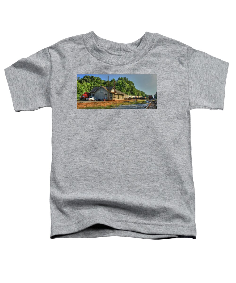 Reid Callaway Old South Trains Toddler T-Shirt featuring the photograph Old South Trains Madison Historic Train Station by Reid Callaway