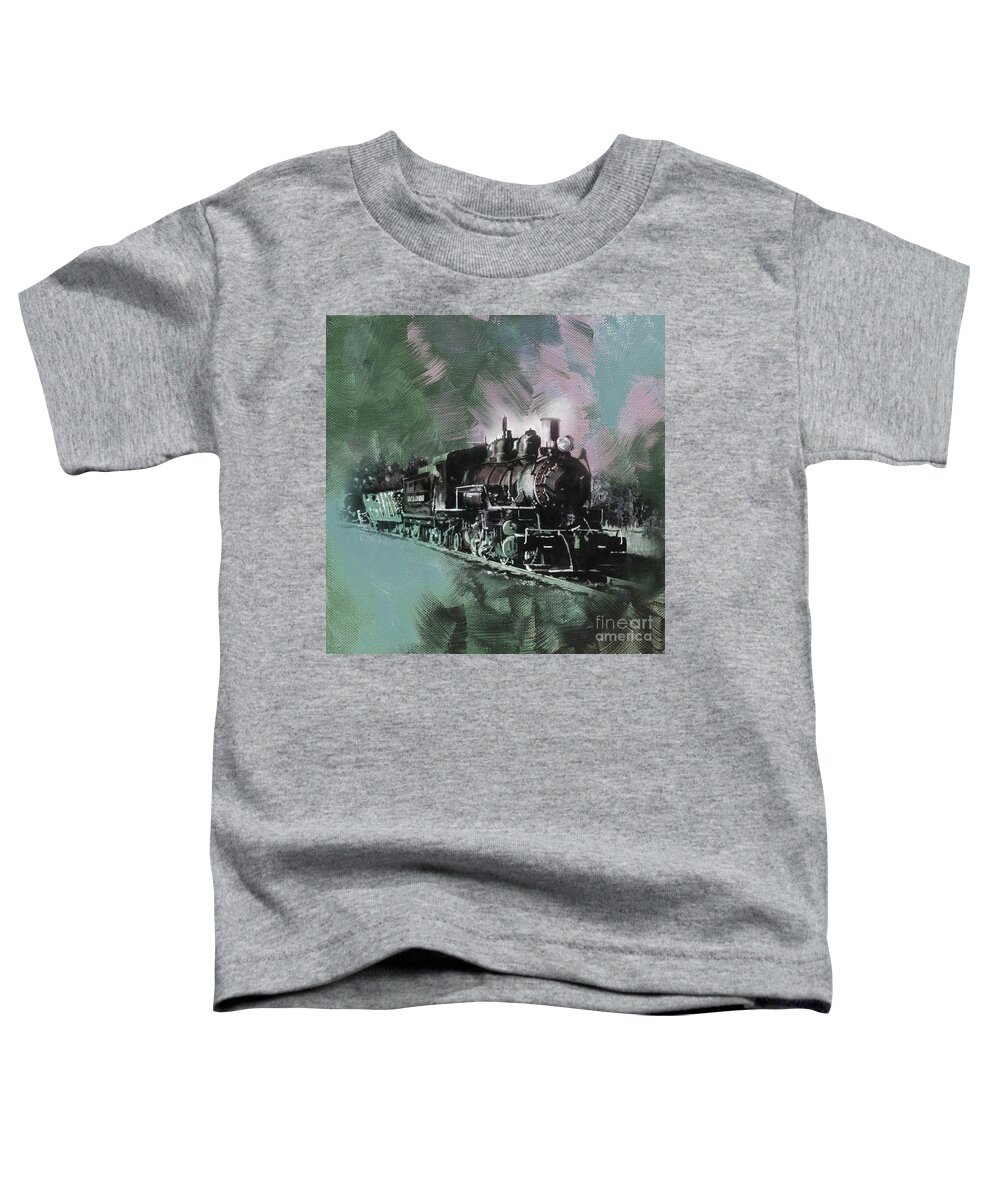 Trains Toddler T-Shirt featuring the painting Old Train on a track by Gull G