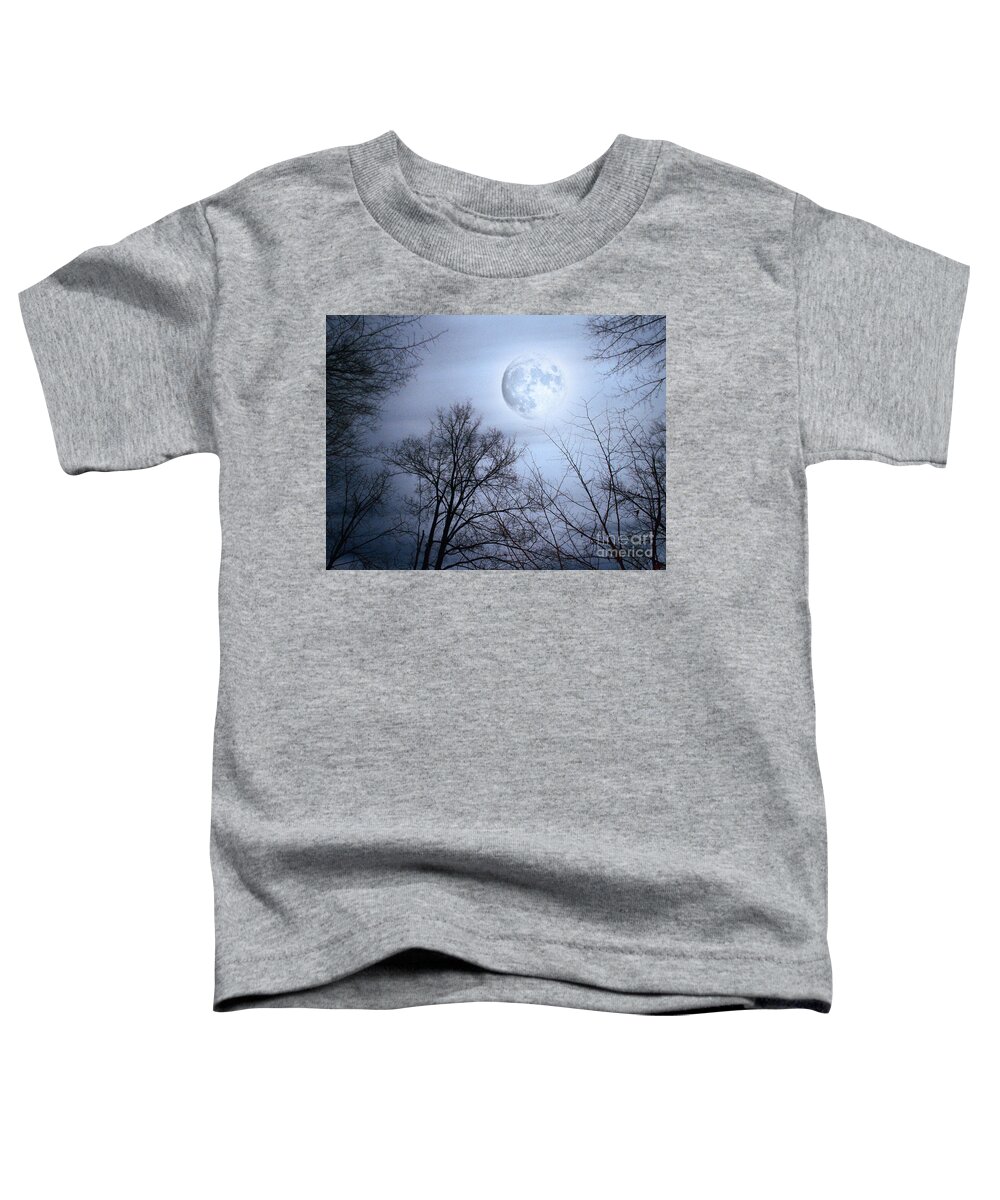 Nature Toddler T-Shirt featuring the photograph On A Stormy Moonlit Night by Dorothy Lee