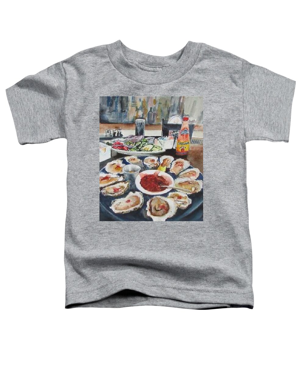 Food Toddler T-Shirt featuring the painting On the Half Shell by Bobby Walters