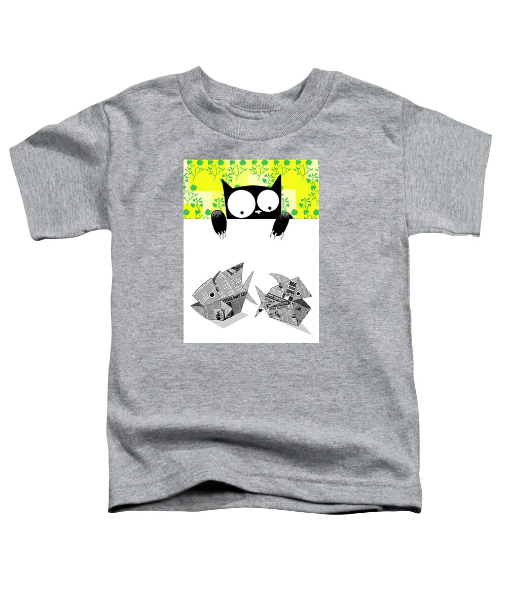 Cat Toddler T-Shirt featuring the drawing Origami Fish by Andrew Hitchen