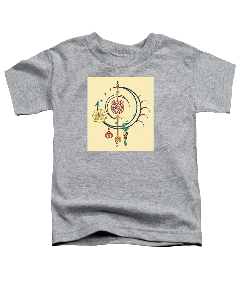 Multicolored Toddler T-Shirt featuring the drawing Ornament Variation Three by Deborah Smith