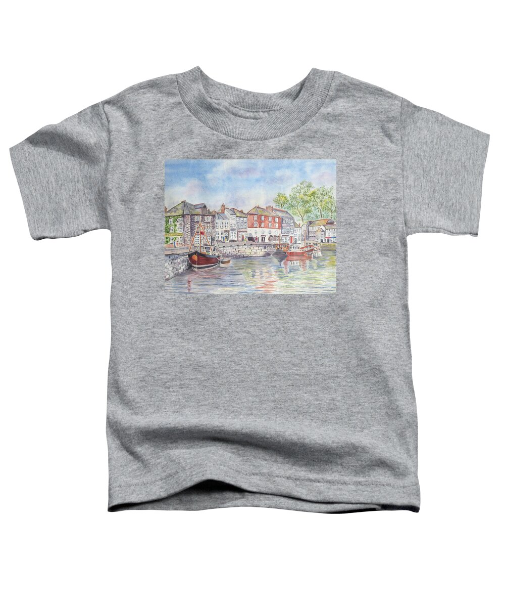 Padstow Toddler T-Shirt featuring the digital art Padstow Village Harbour by Laura Richards