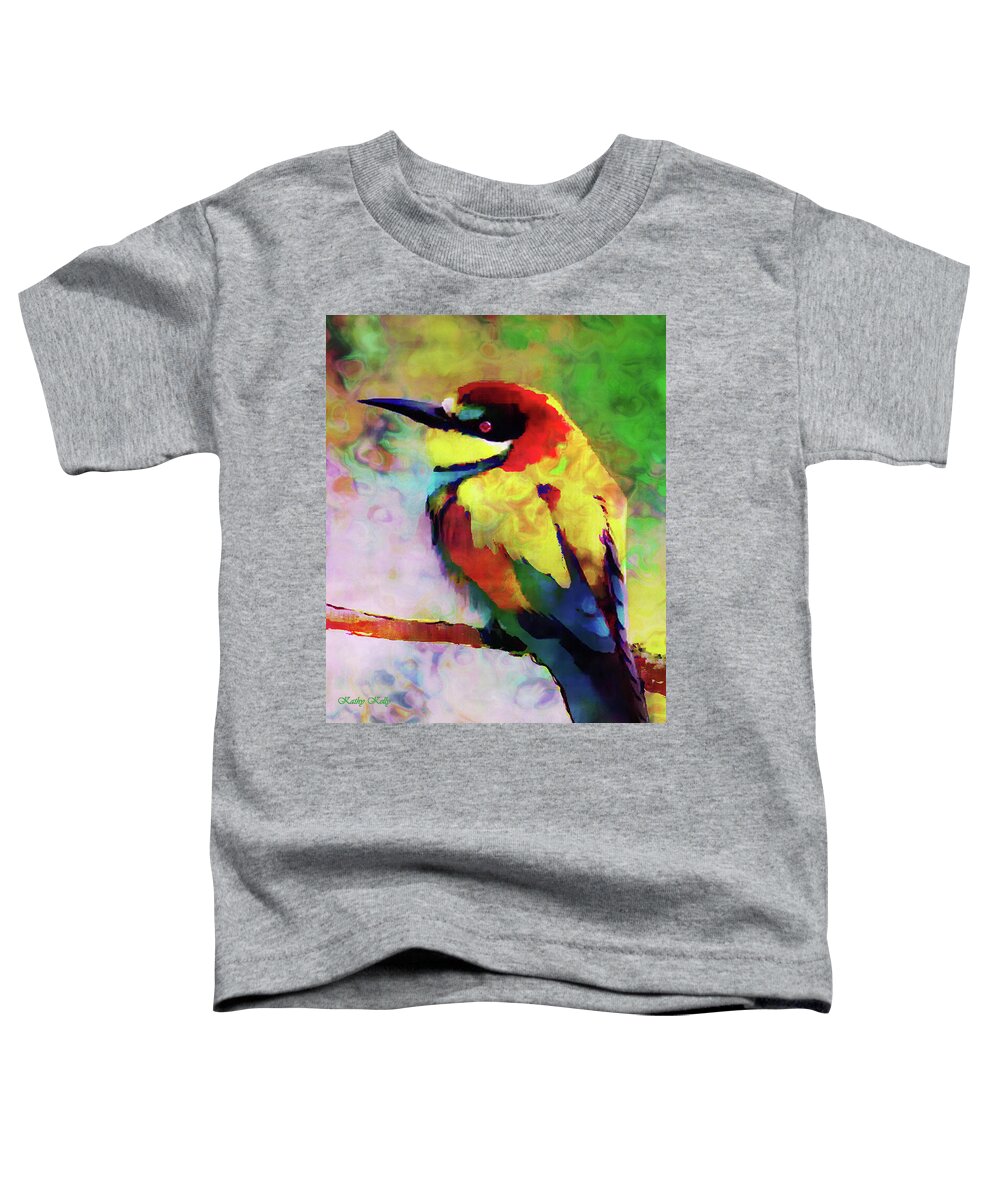 Bee Eater Toddler T-Shirt featuring the digital art Painted Bee Eater by Kathy Kelly
