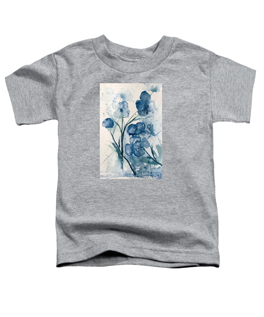 Flowers Toddler T-Shirt featuring the painting Painterly Blues by Eunice Miller