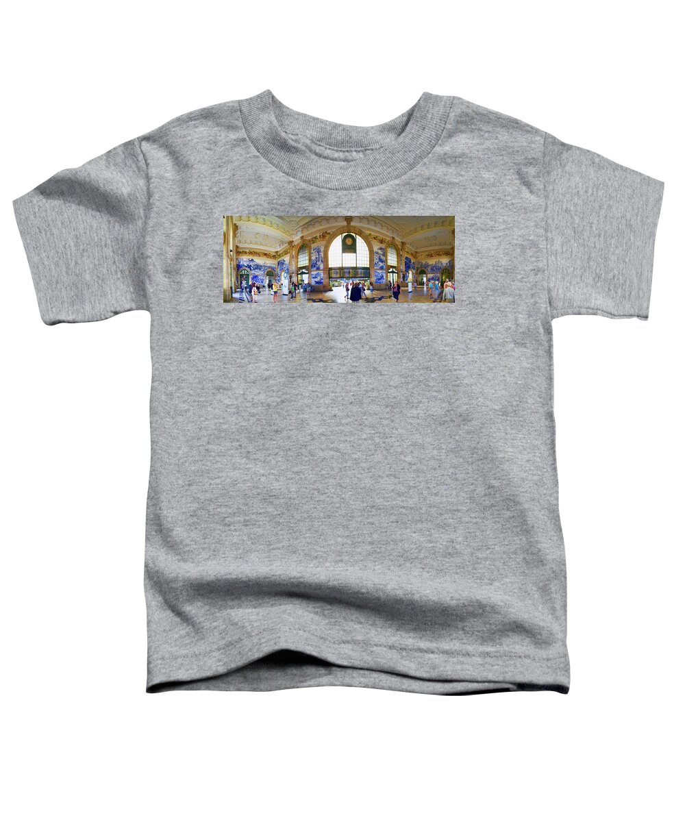 Train Toddler T-Shirt featuring the photograph Panorama of Oporto Train Station by David Smith