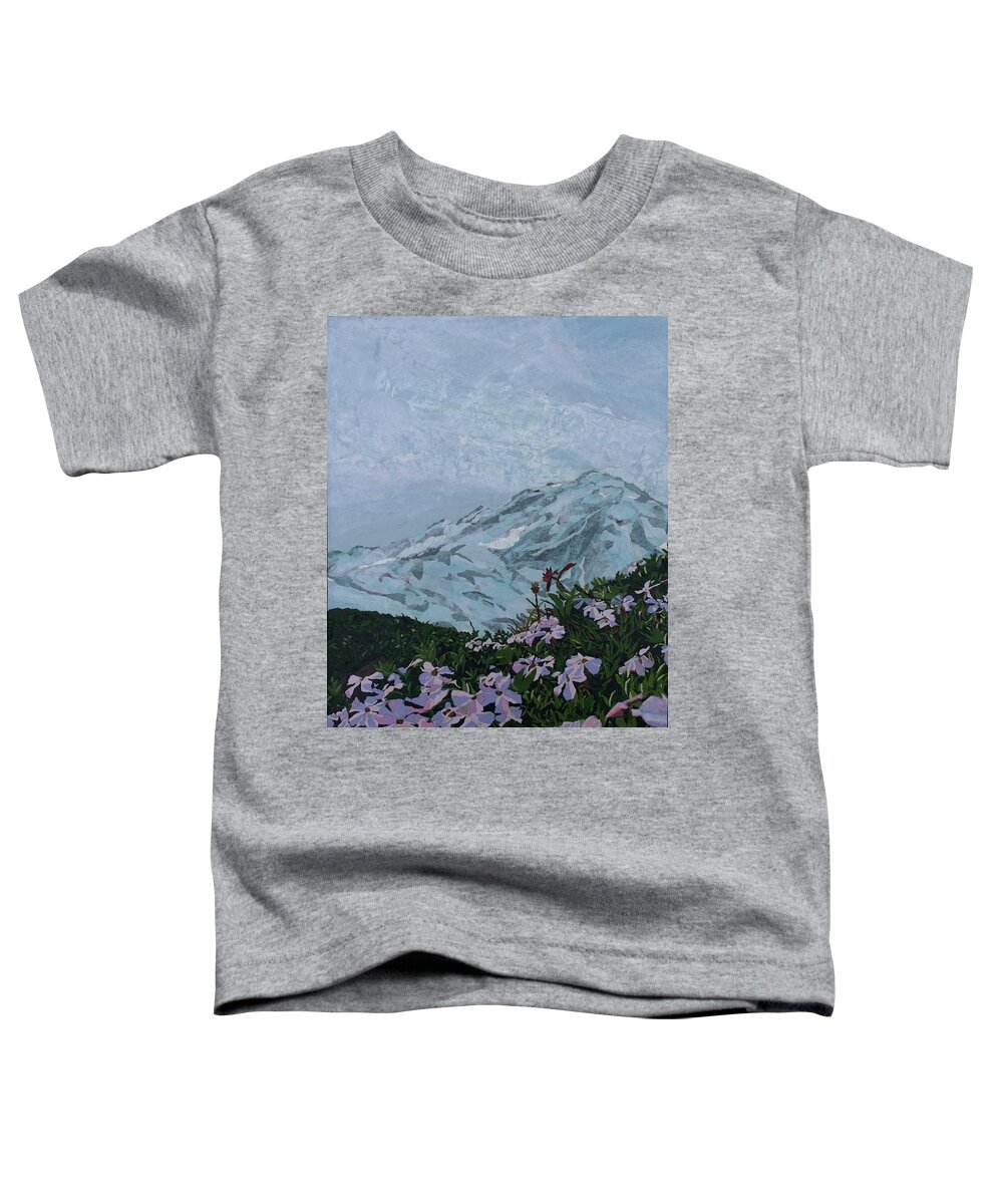 Landscape Toddler T-Shirt featuring the painting Paradise Mount Rainier by Leah Tomaino