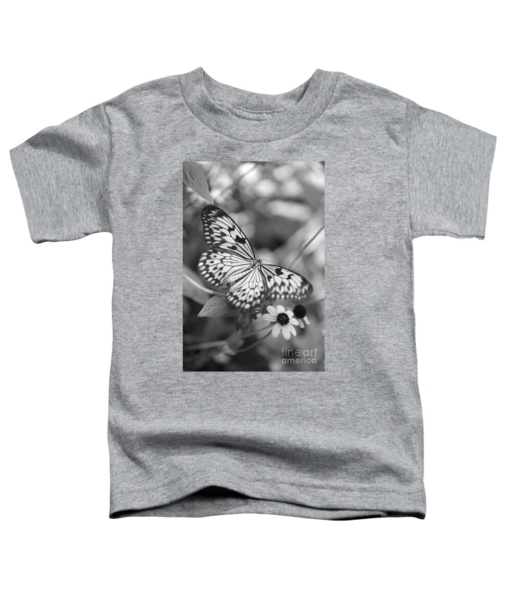 Butterfly Toddler T-Shirt featuring the photograph Peaceful Butterfly - Black and White by Carol Groenen