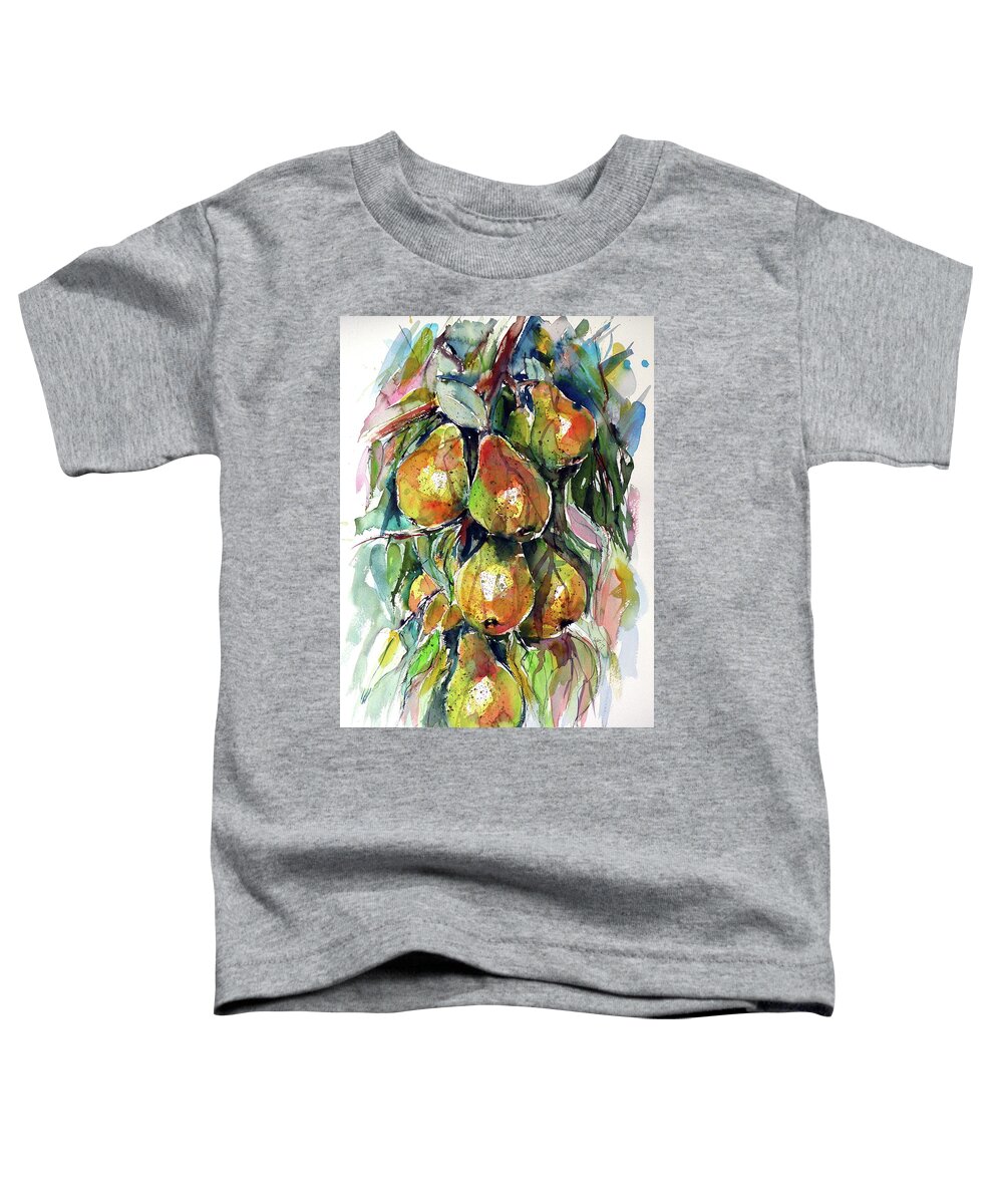 Pear Toddler T-Shirt featuring the painting Pear by Kovacs Anna Brigitta