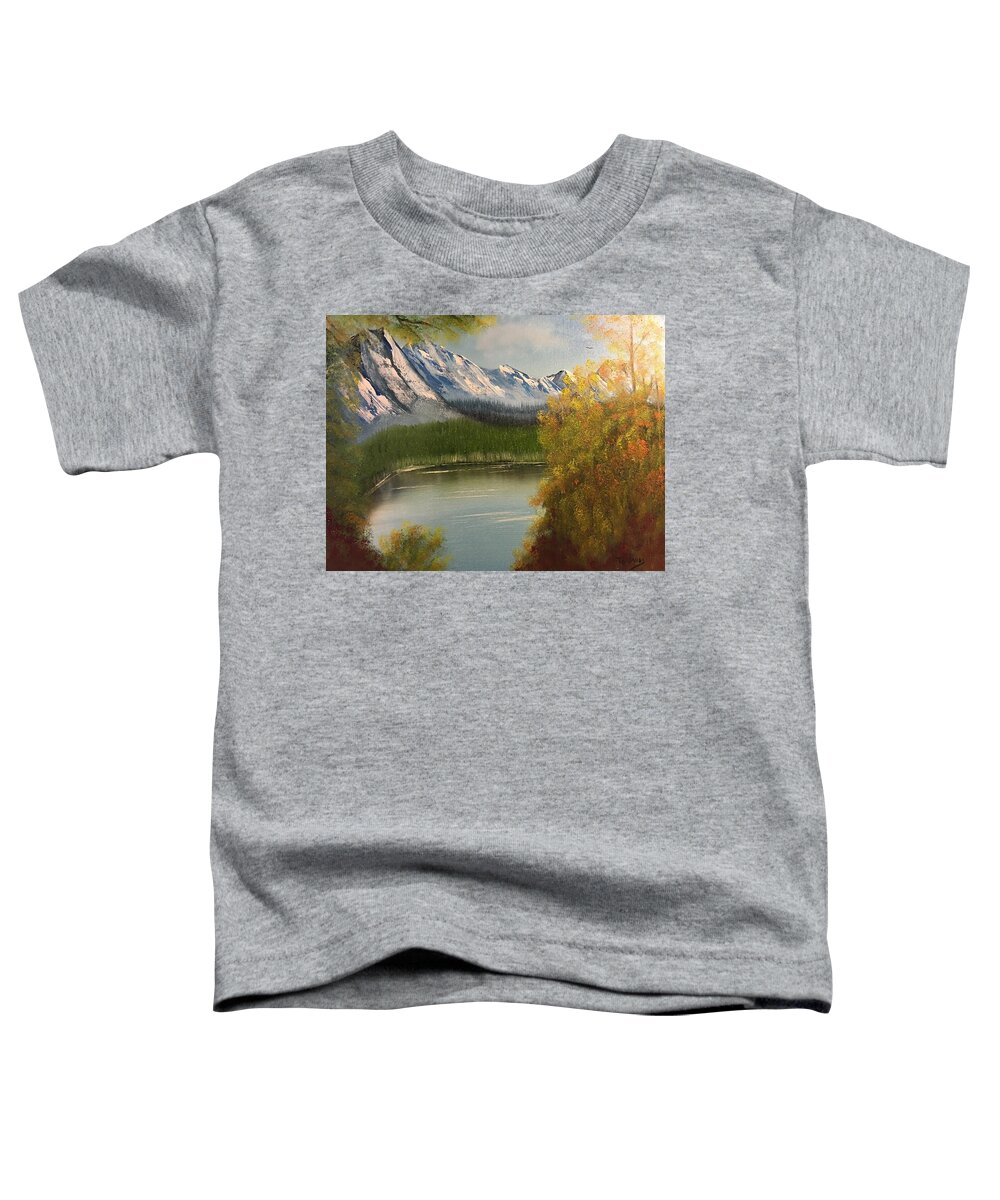 Mountain Toddler T-Shirt featuring the painting Peek-a-boo Mountain by Thomas Janos