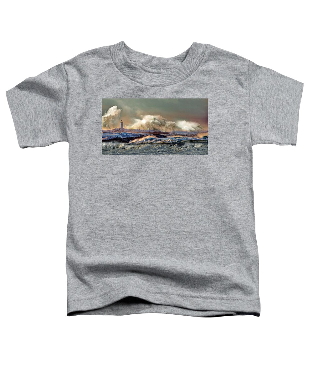 Peggy's Cove Toddler T-Shirt featuring the photograph Peggy's Cove Winter Storm - Nova Scotia by Russ Harris