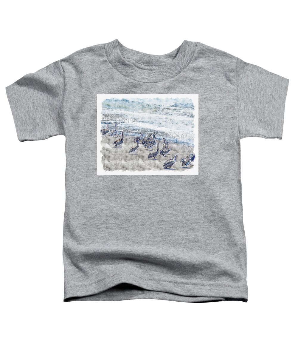 Pelicans Toddler T-Shirt featuring the digital art Pelicans by Anthony Murphy