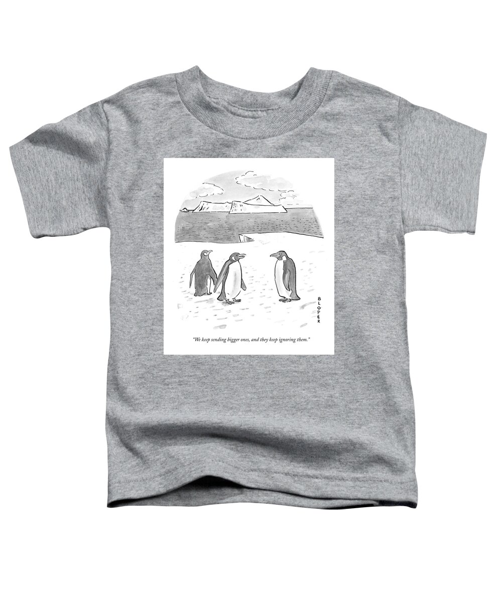 Animal Toddler T-Shirt featuring the drawing Penguins on Antarctica by Brendan Loper