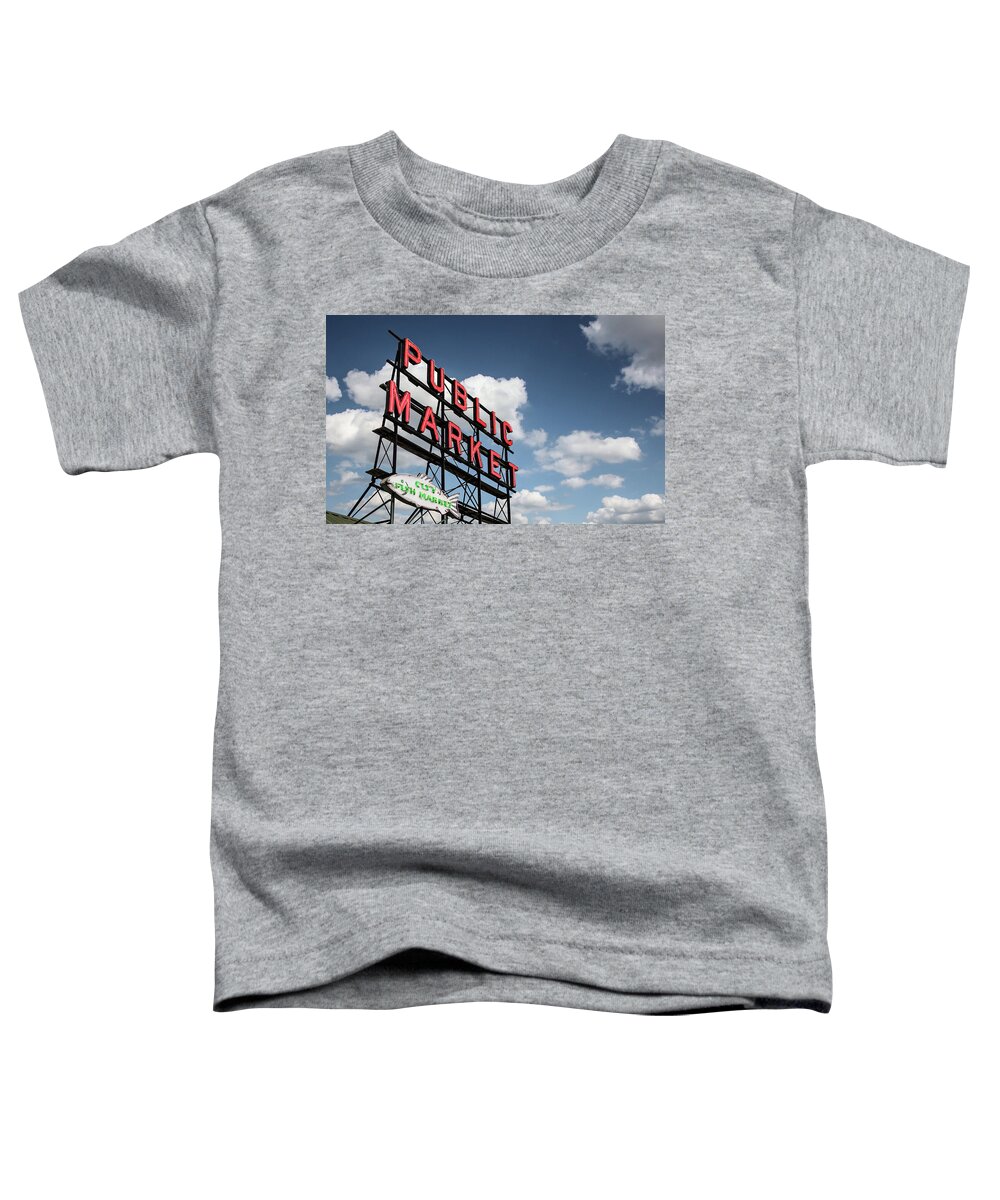 Elliott Bay Toddler T-Shirt featuring the photograph Pike Place Market by Ed Clark