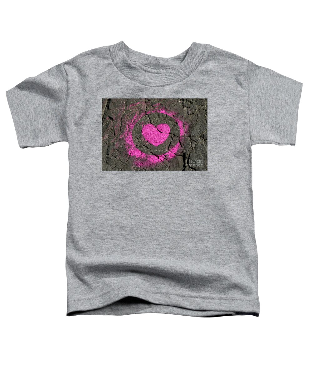 Heart Toddler T-Shirt featuring the photograph Pink Heart Painted on Rock by Andreas Berthold